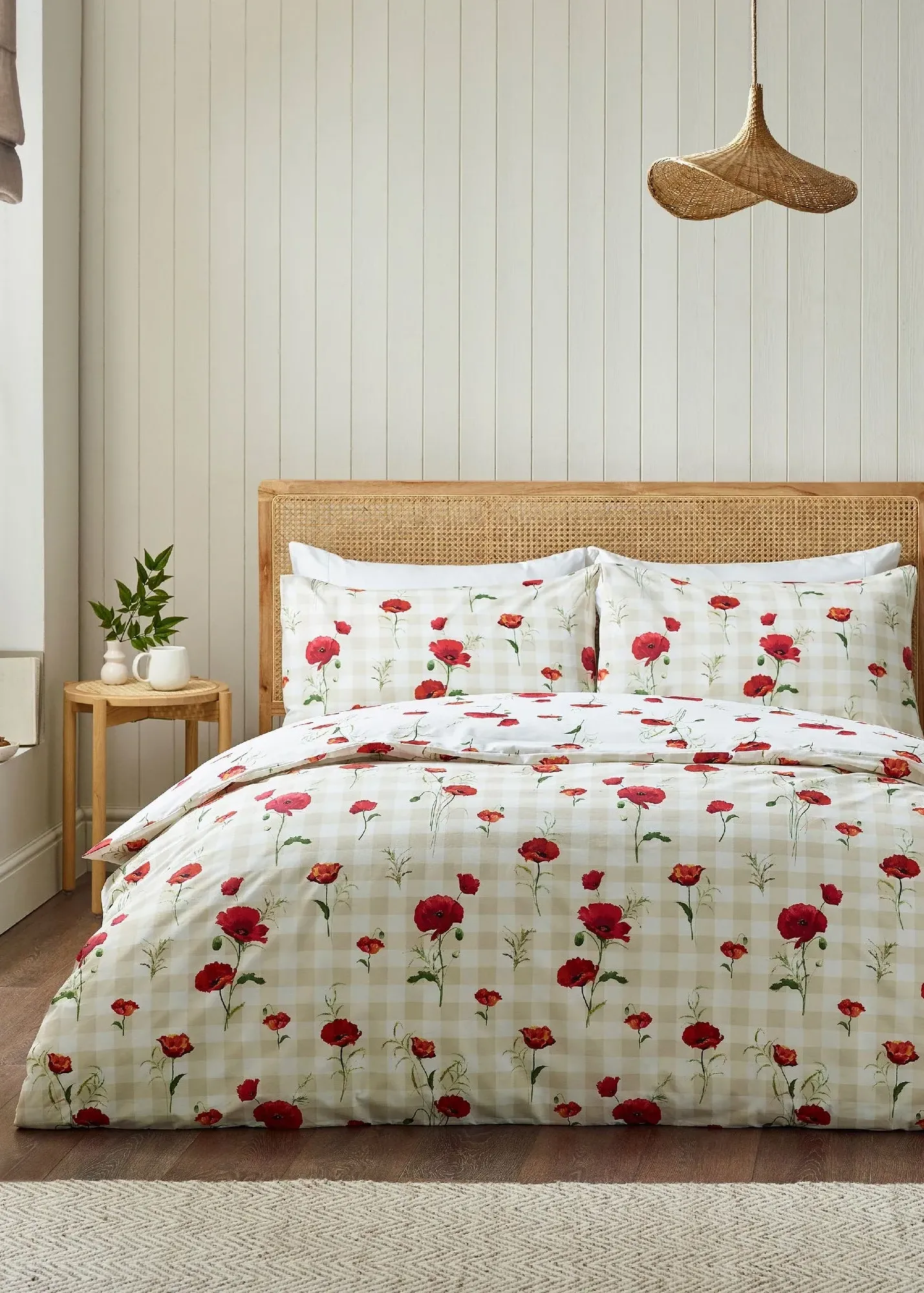 Poppy Floral Reversible Single Duvet Cover Set - Red product