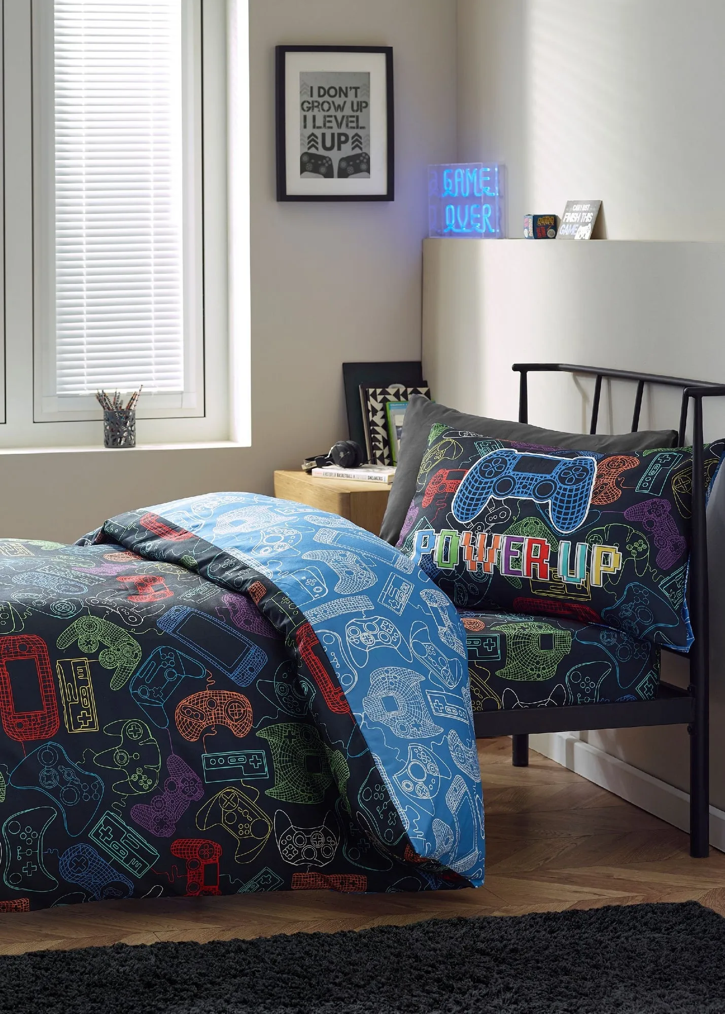 Power Up Gamer Single Duvet Cover Set - Black, Microfibre product