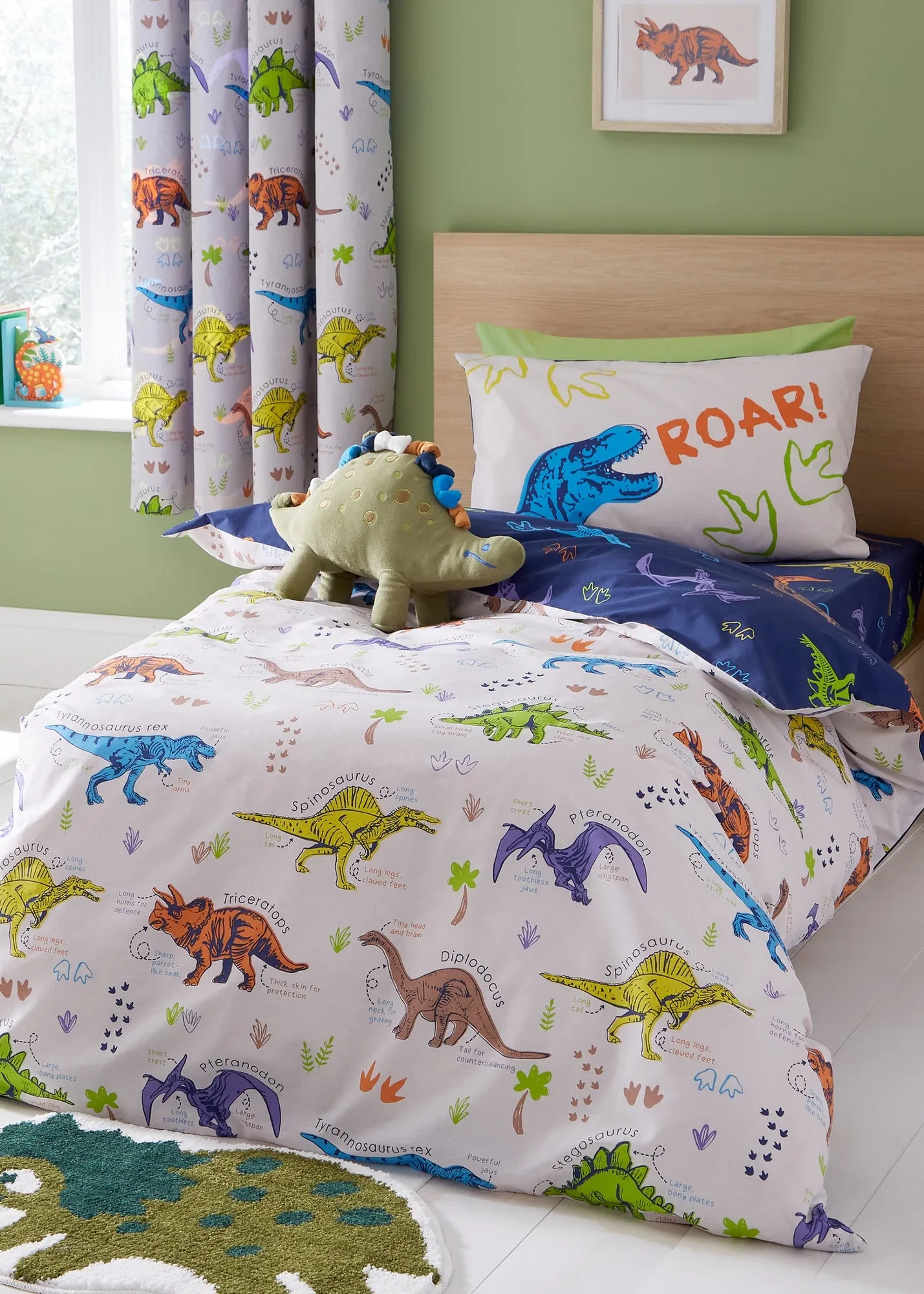 Prehistoric Dinosaurs Junior Reversible Duvet Cover Set - Natural product