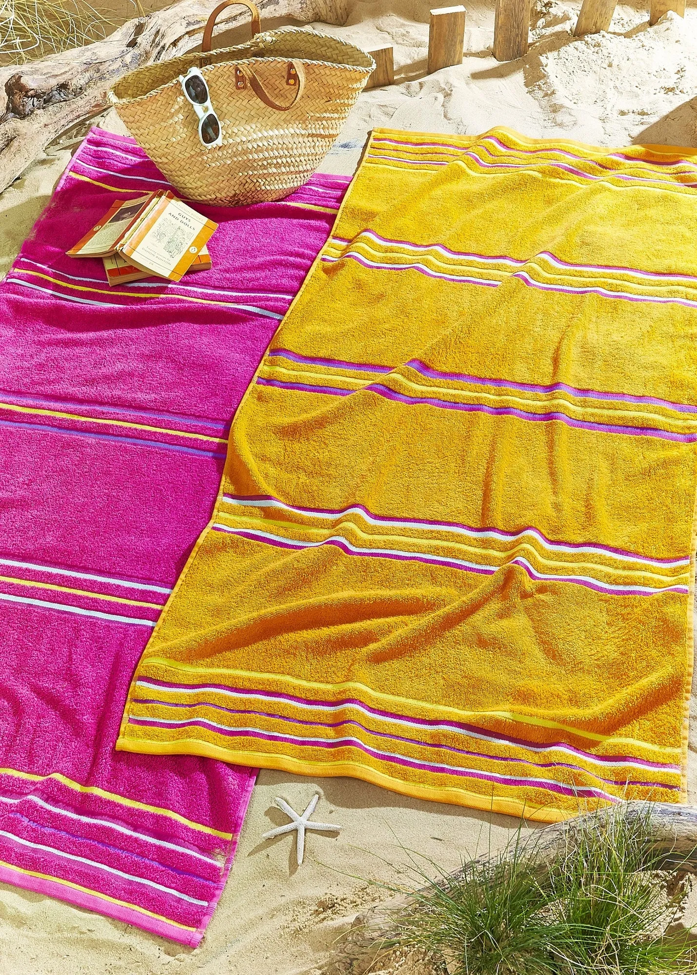Rainbow Cotton Beach Towel Pair - Pink product