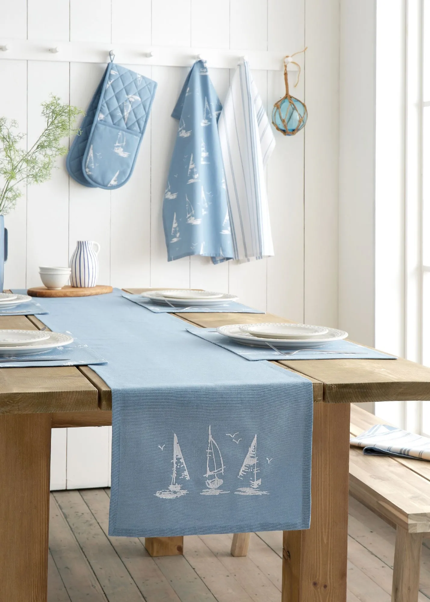 Salcombe Boats Dining Table Runner - Blue, Cotton product