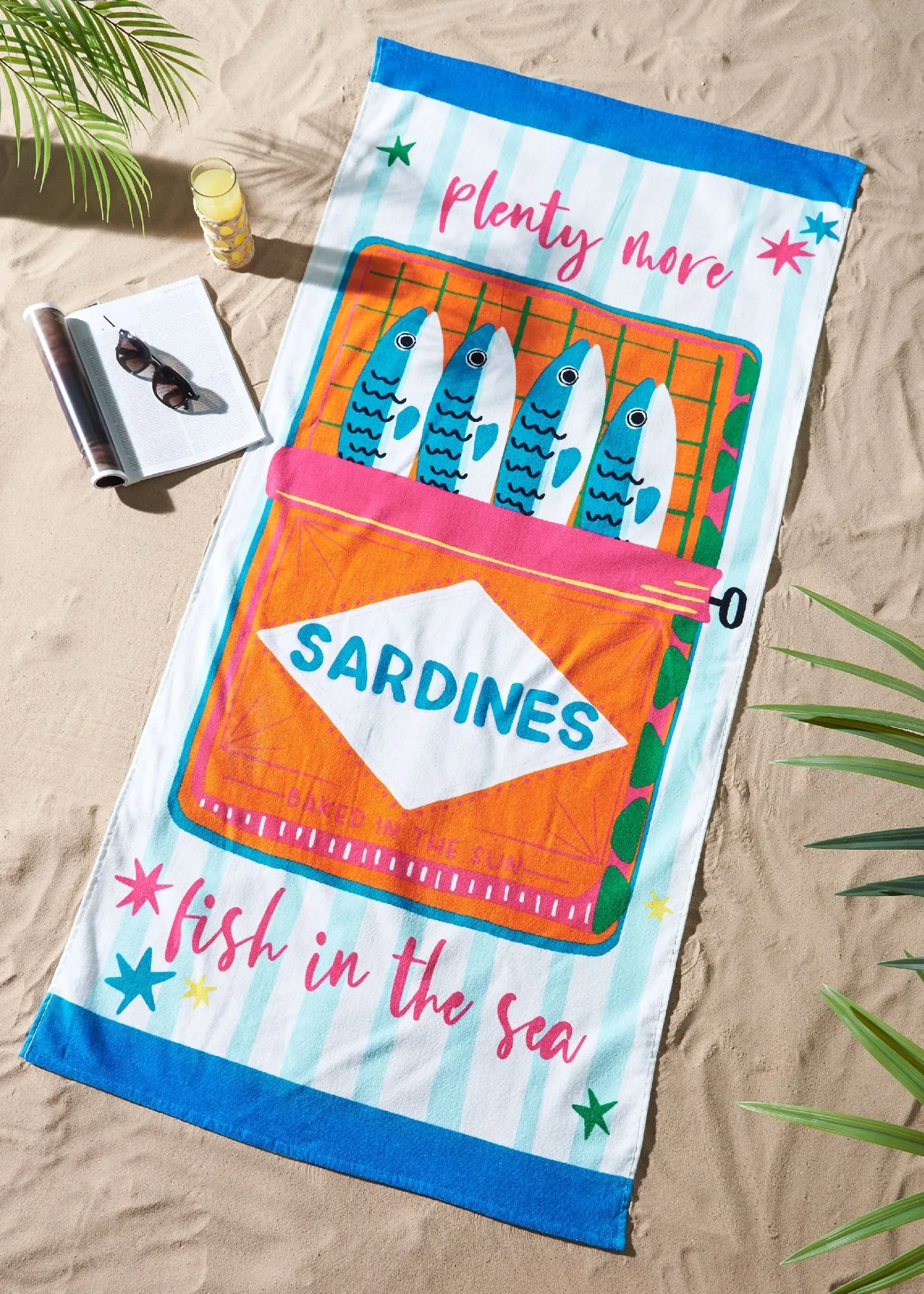 Sardines Cotton Beach Towel - Blue product