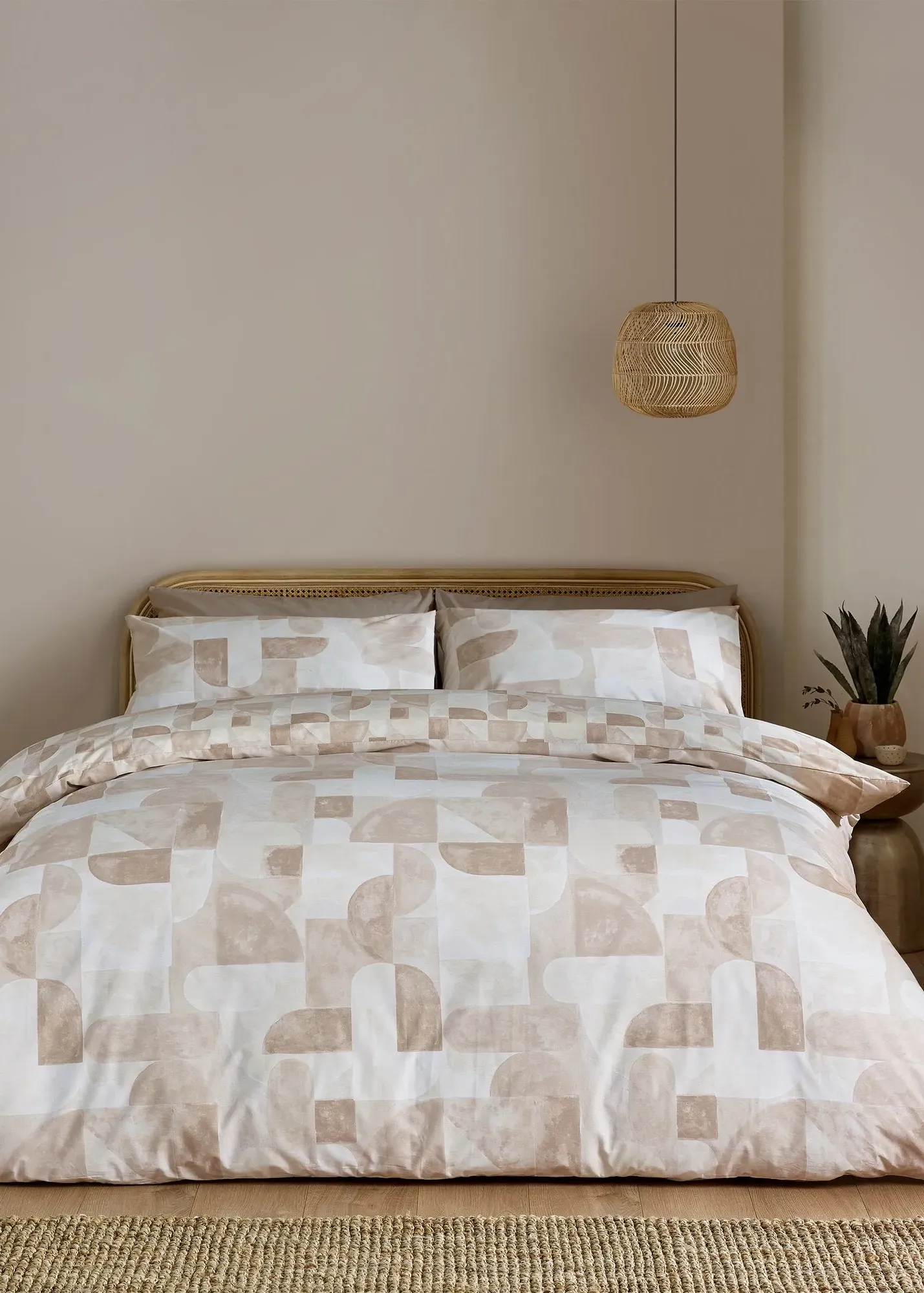 Sloane Geo Single Reversible Duvet Cover Set - Natural product