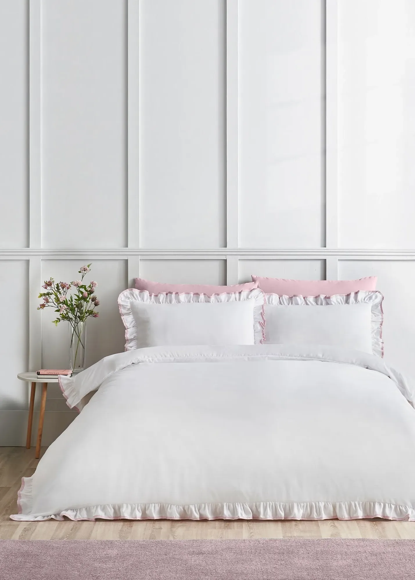 So Soft Mono Frill Single Duvet Cover Set - White, Microfibre product