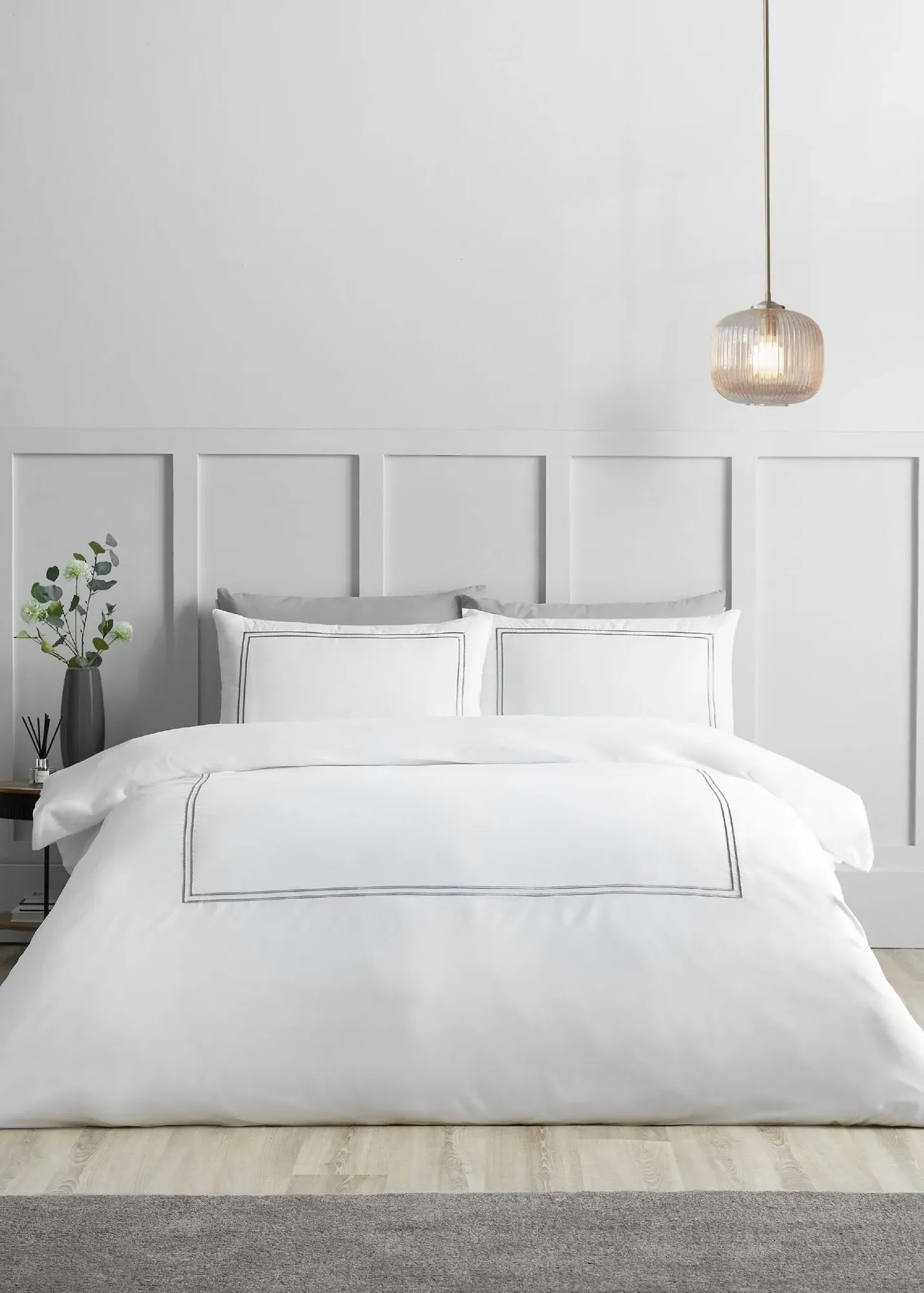 So Soft Mono Satin Stitch Single Duvet Cover Set - Silver product