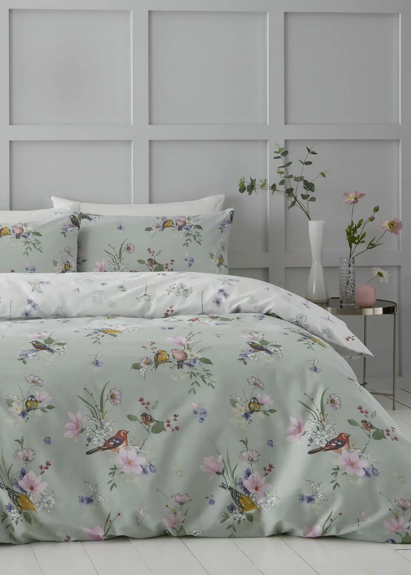 Songbird Single Reversible Duvet Cover Set - Green product