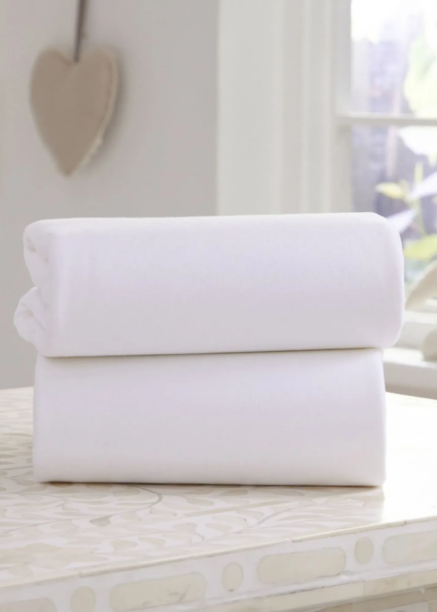 2-Pack Pram/Crib Fitted Sheets - White, Cotton Jersey product
