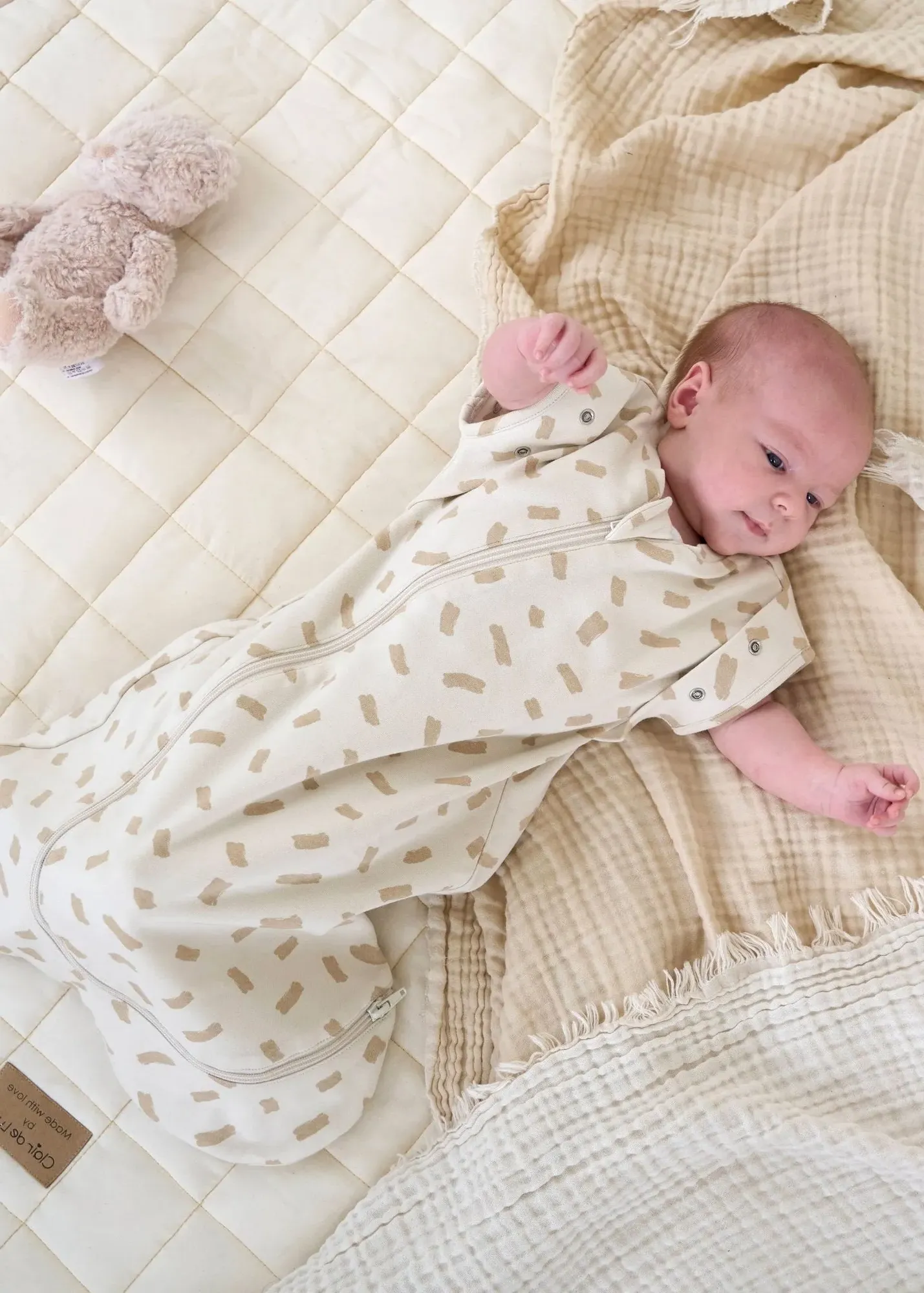 Organic Cotton Dash Swaddle Bag 0-3 Months - Cream product
