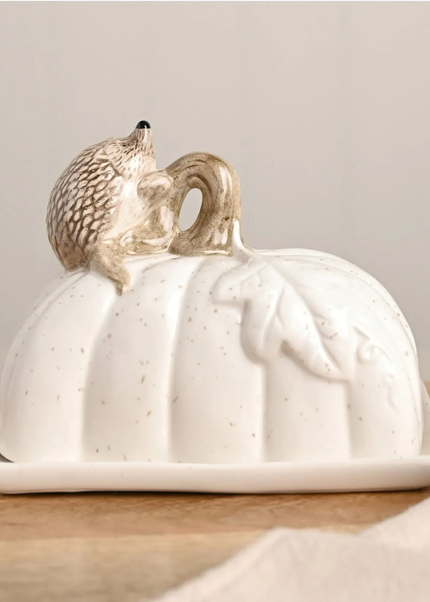 Hedgehog Butter Dish - White, Ceramic product