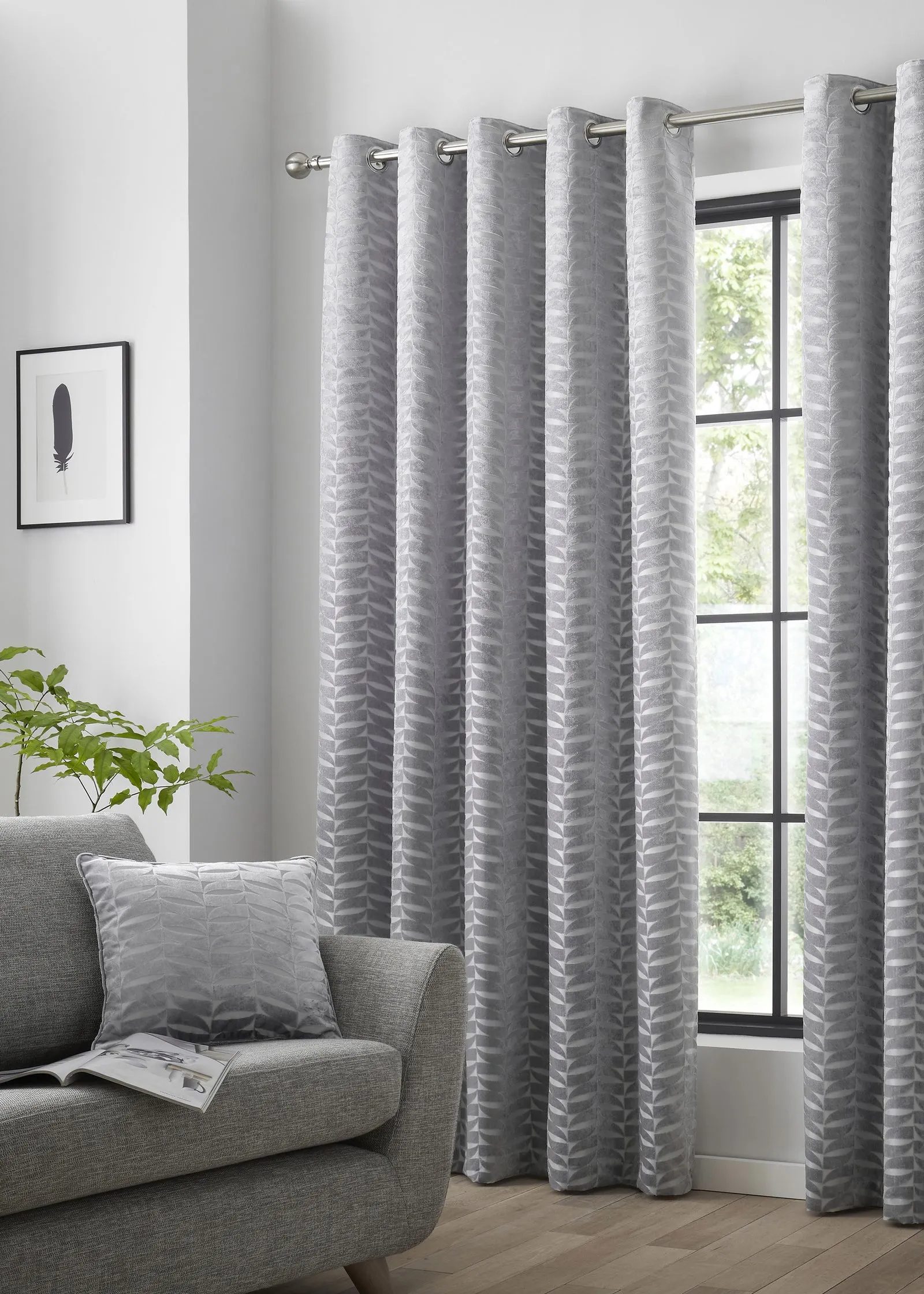 Kendal Eyelet Curtains - Silver, Polyester product