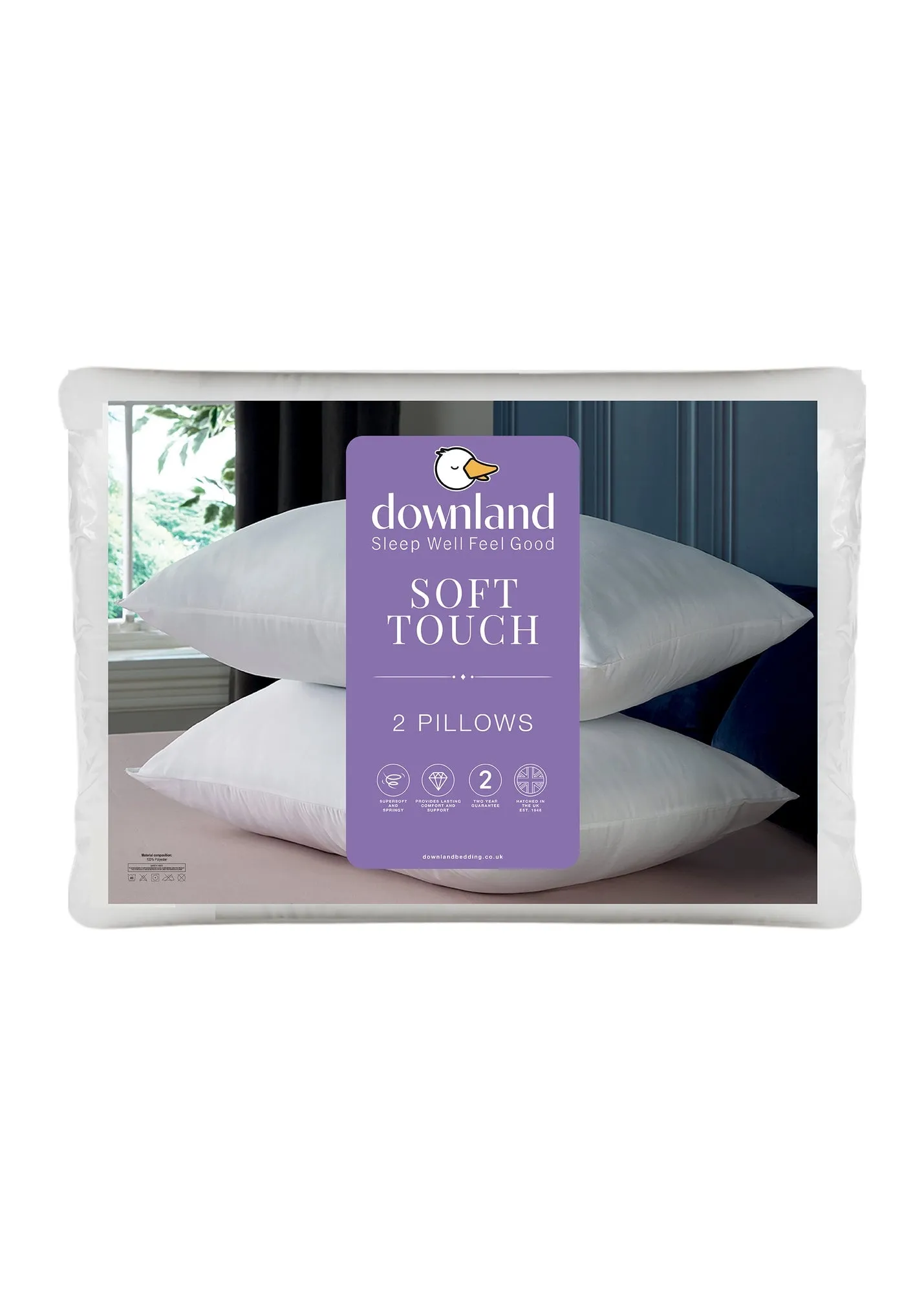 Soft Touch Pillow Pair - White, Hollowfibre product