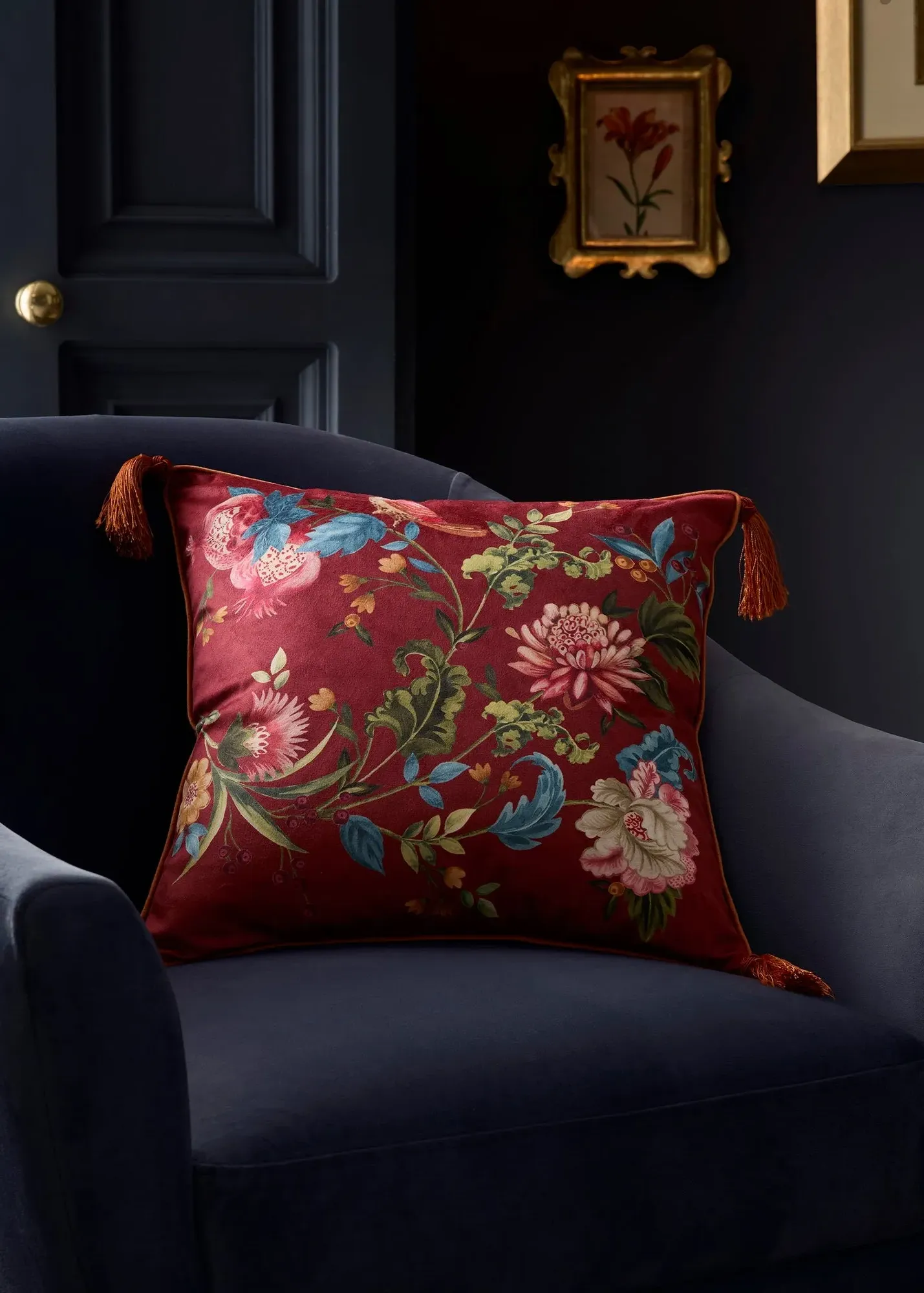 Bejewelled Velvet Filled Cushion - Brown product