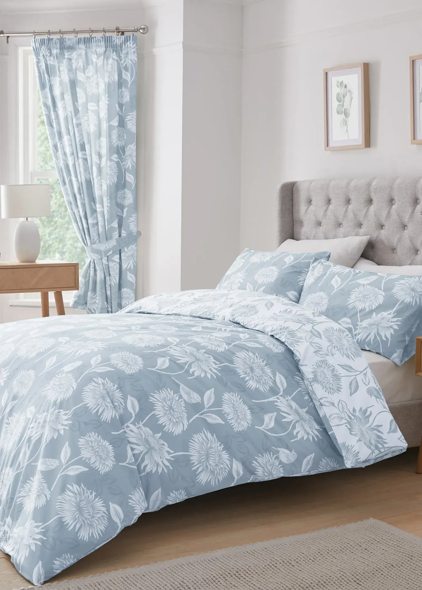 Chrysanthemum Single Duvet Cover Set - Blue product