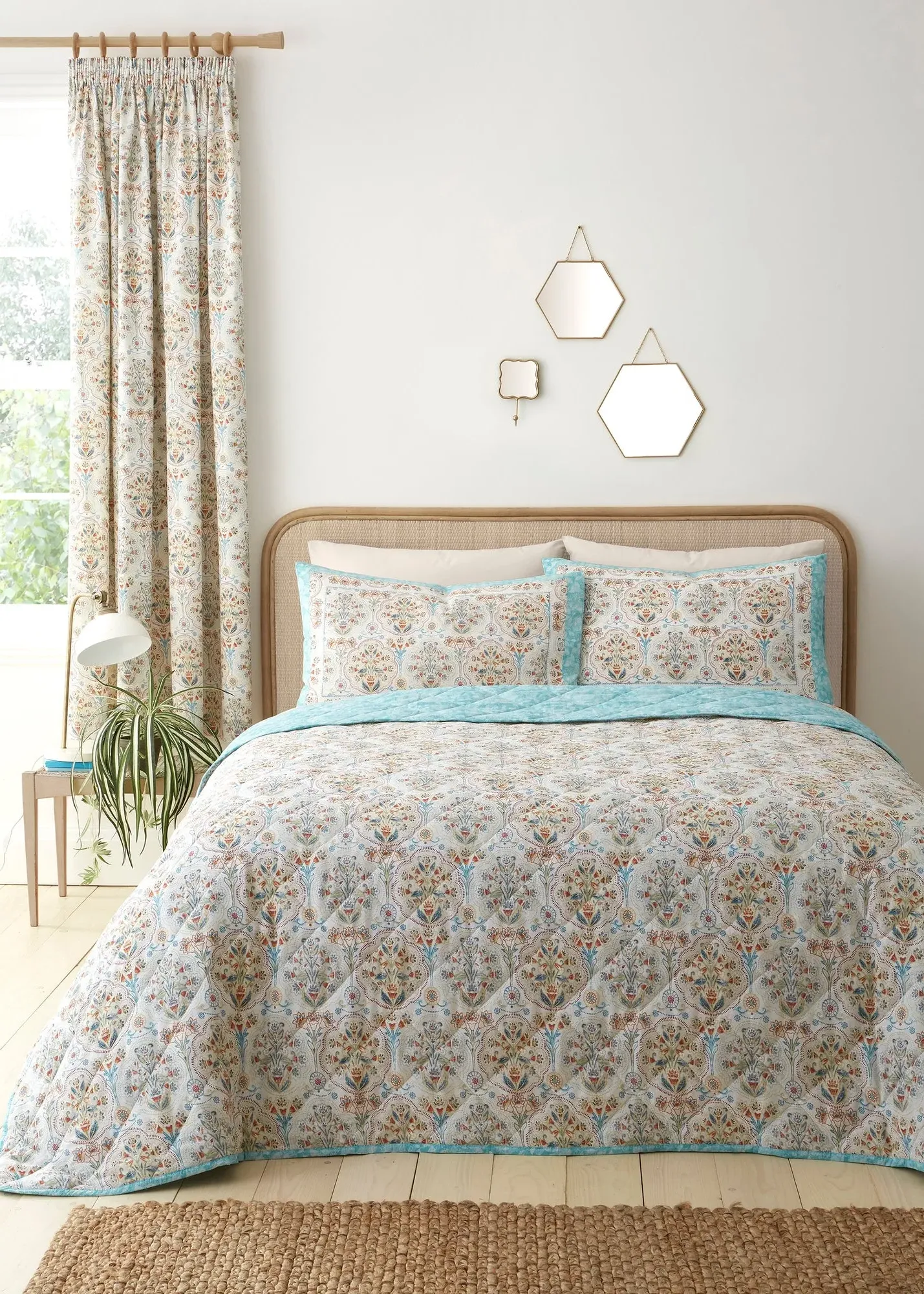 Edena Floral Quilted Bedspread - Natural, Polyester Cotton Blend product