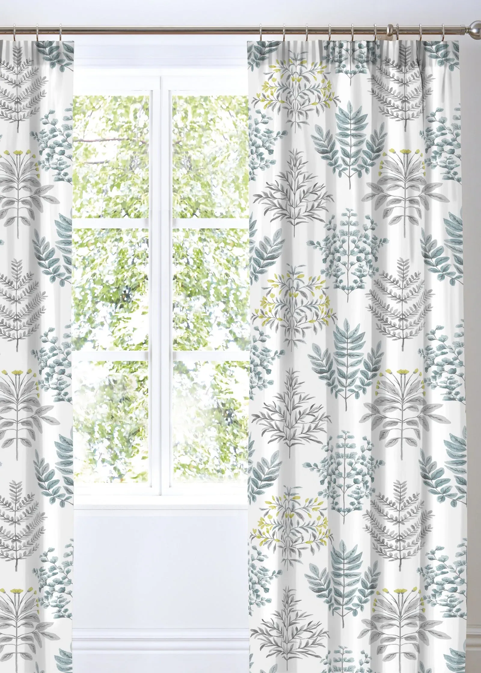 Emily Reversible Pencil Pleat Curtains with Tie-Backs - Blue, Cotton product