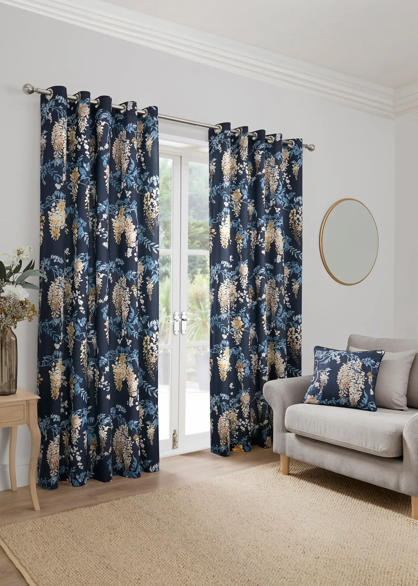 Wisteria Eyelet Curtains - Navy product