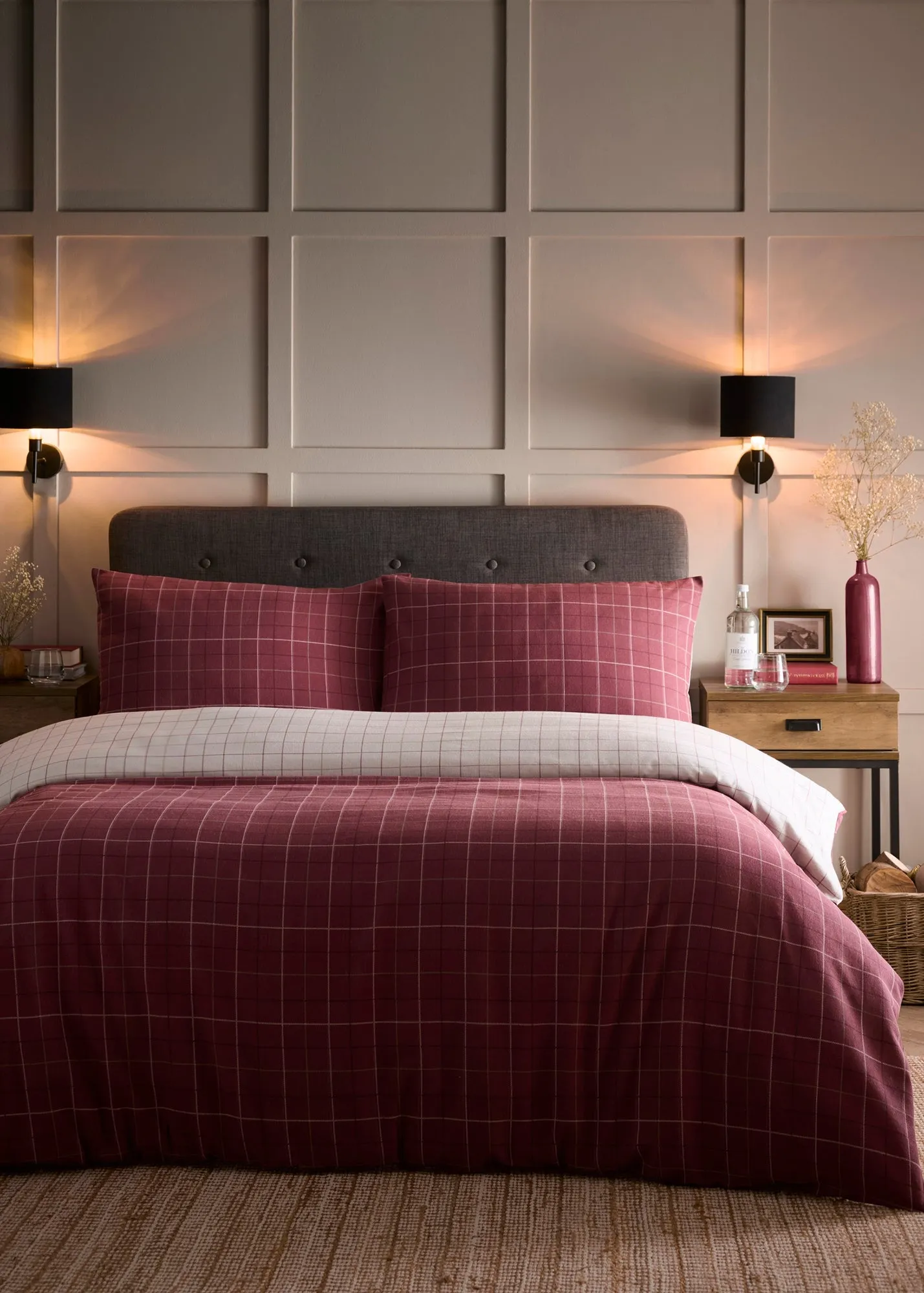 Wynn Single Brushed Duvet Cover Set - Burgundy, Cotton product