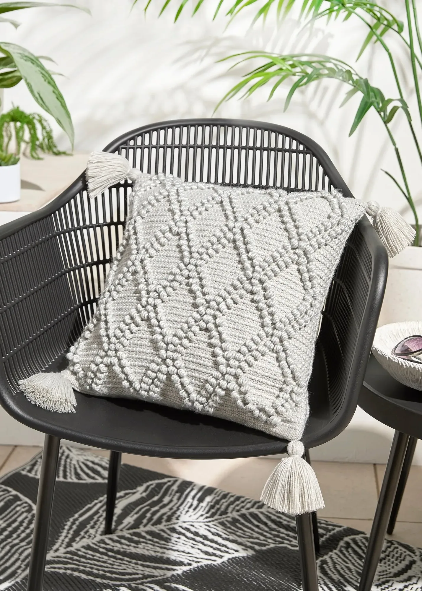 Alda Outdoor Tasselled Filled Cushion - Grey product