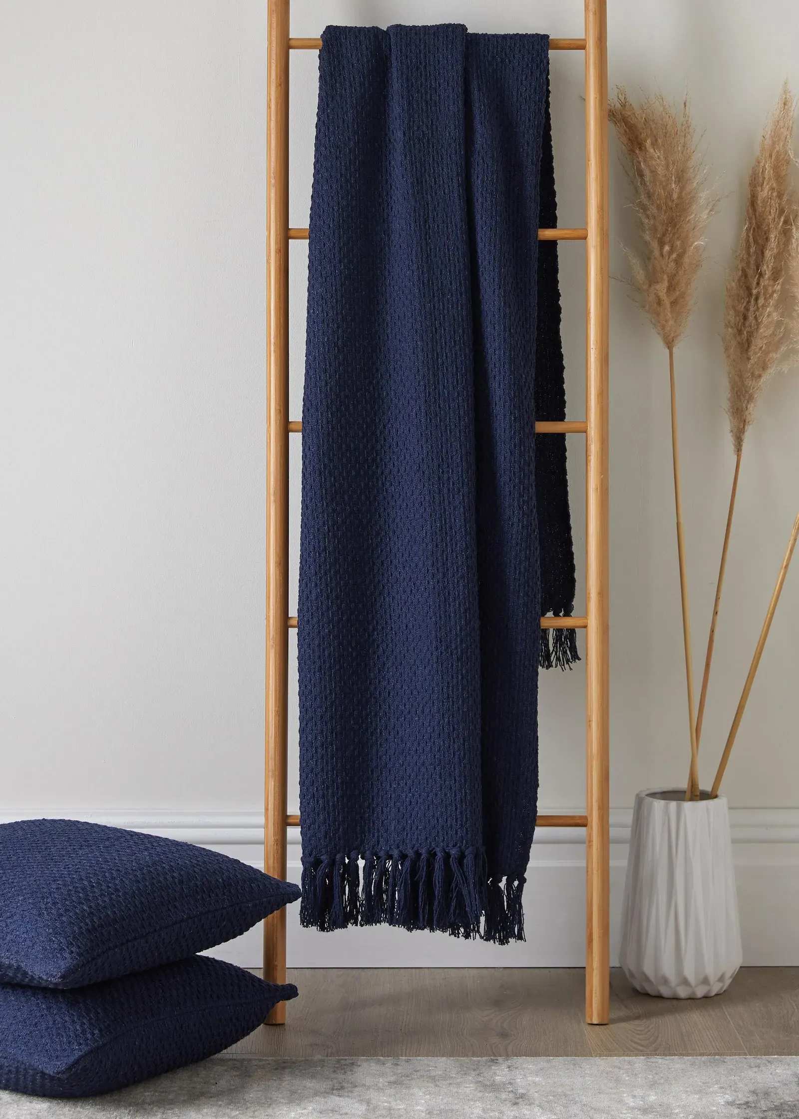 Hayden Throw - Navy, Recycled Polyester & Cotton product