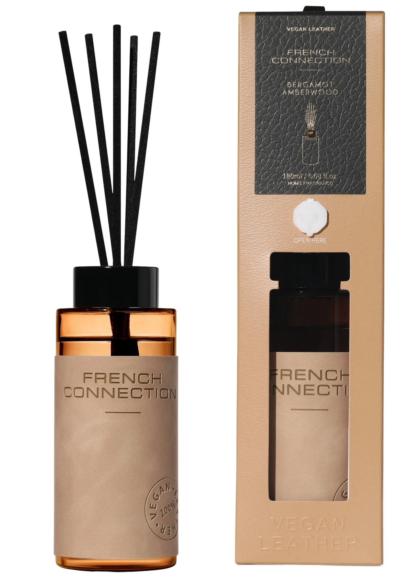 Leather Range Bergamot & Amberwood Reed Diffuser - Orange product