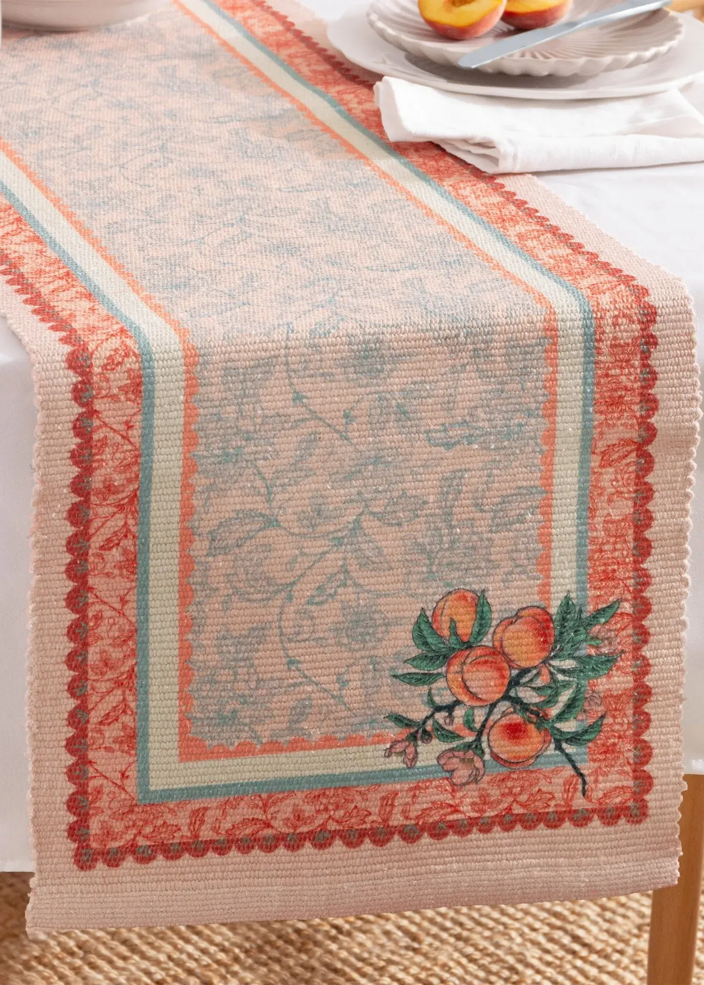 Anemone Peaches Indoor/Outdoor Table Runner - Multi, Polyester product
