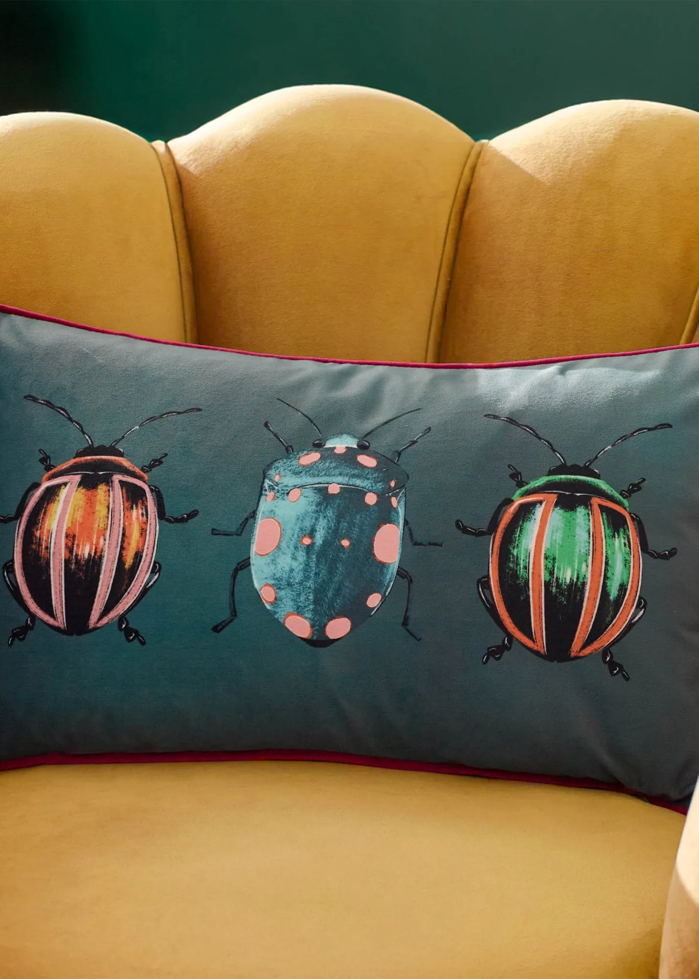 Beetalis Piped Filled Cushion - Green, Velvet product