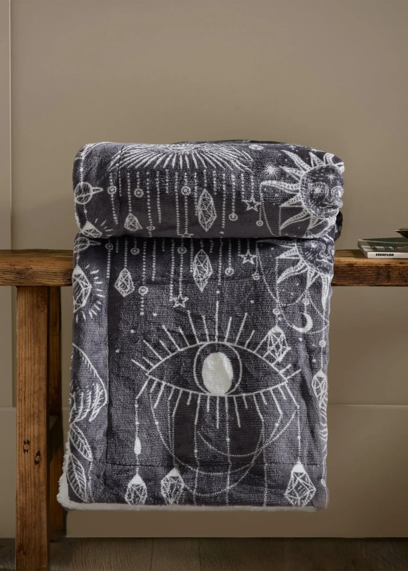 Constellation Printed Sherpa Fleece Throw - Charcoal product