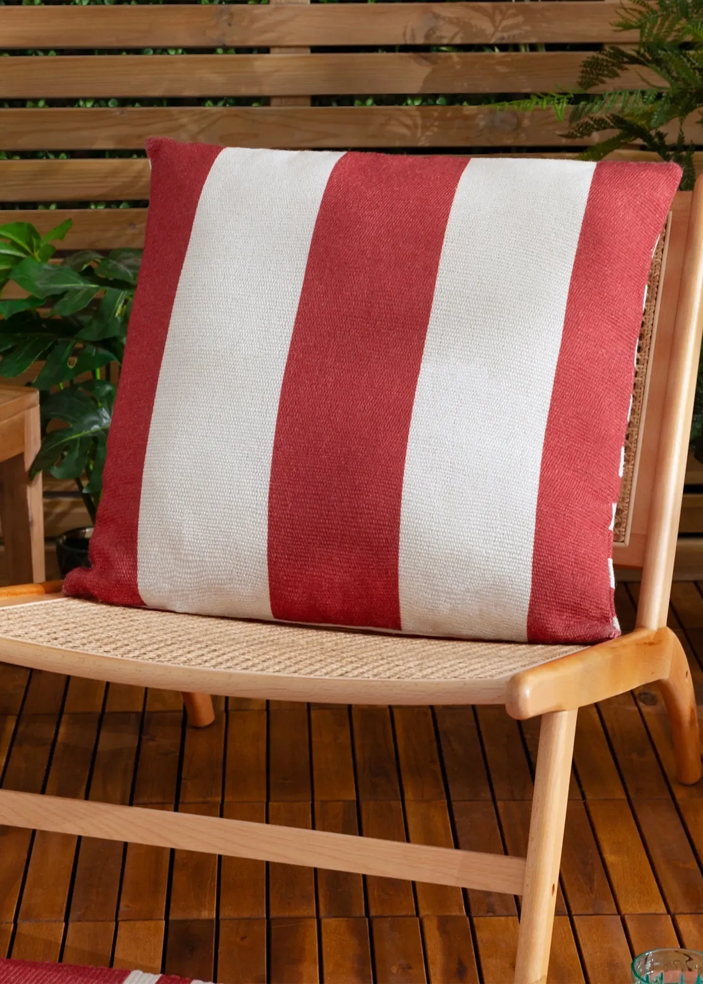 Deck Stripe Woven Outdoor Cushion - Red, Polyester product