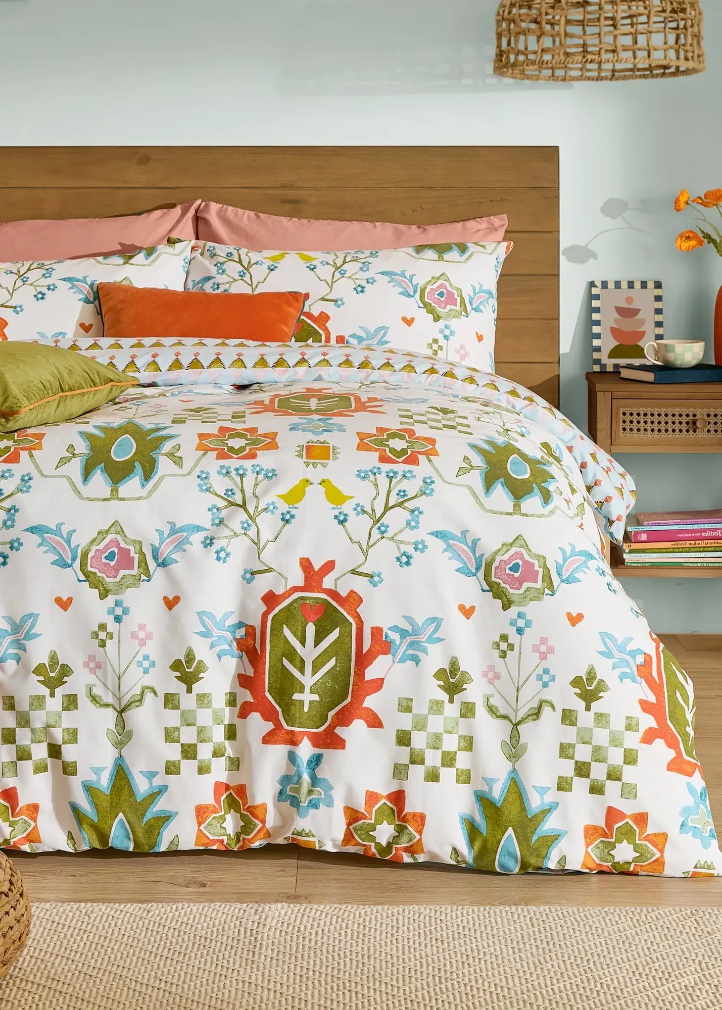 Dilara Single Reversible Printed Duvet Cover Set - Blue product