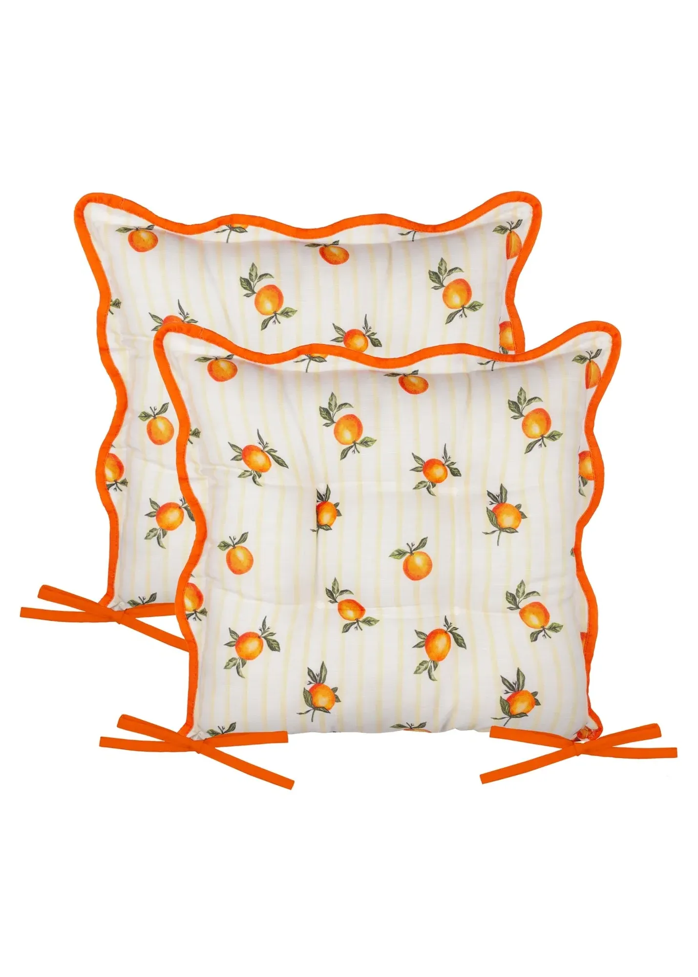 Fruits Oranges Striped 2-Pack Seat Pads - Yellow, Polyester product