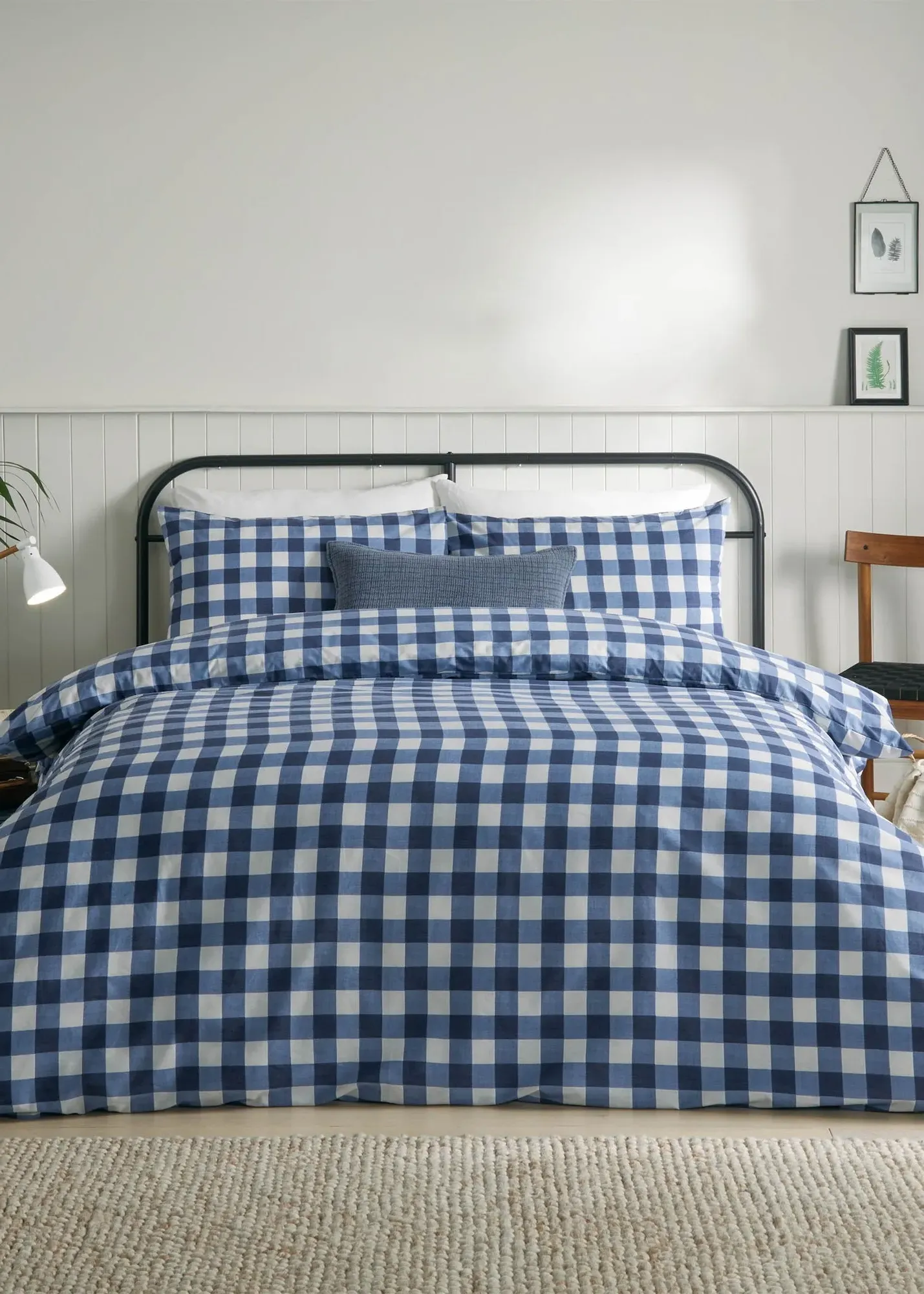 Hartsford Check Printed King Size Duvet Cover Set - Navy, Polycotton product
