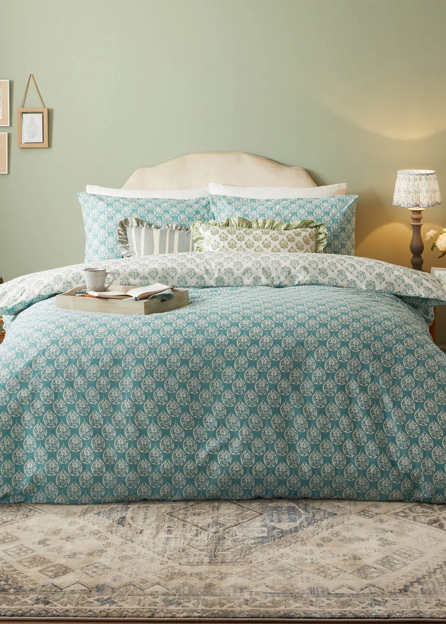 Krissa Double Block Printed Duvet Cover Set - Blue, Polycotton product