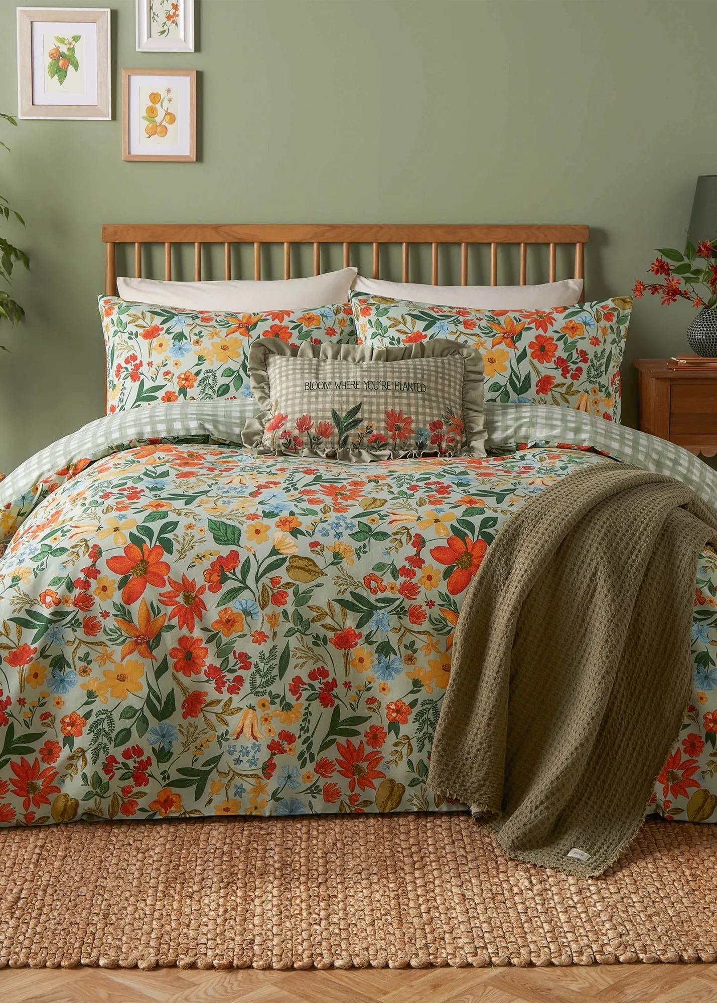Meadowhaze Double Duvet Cover Set - Green, Polycotton product