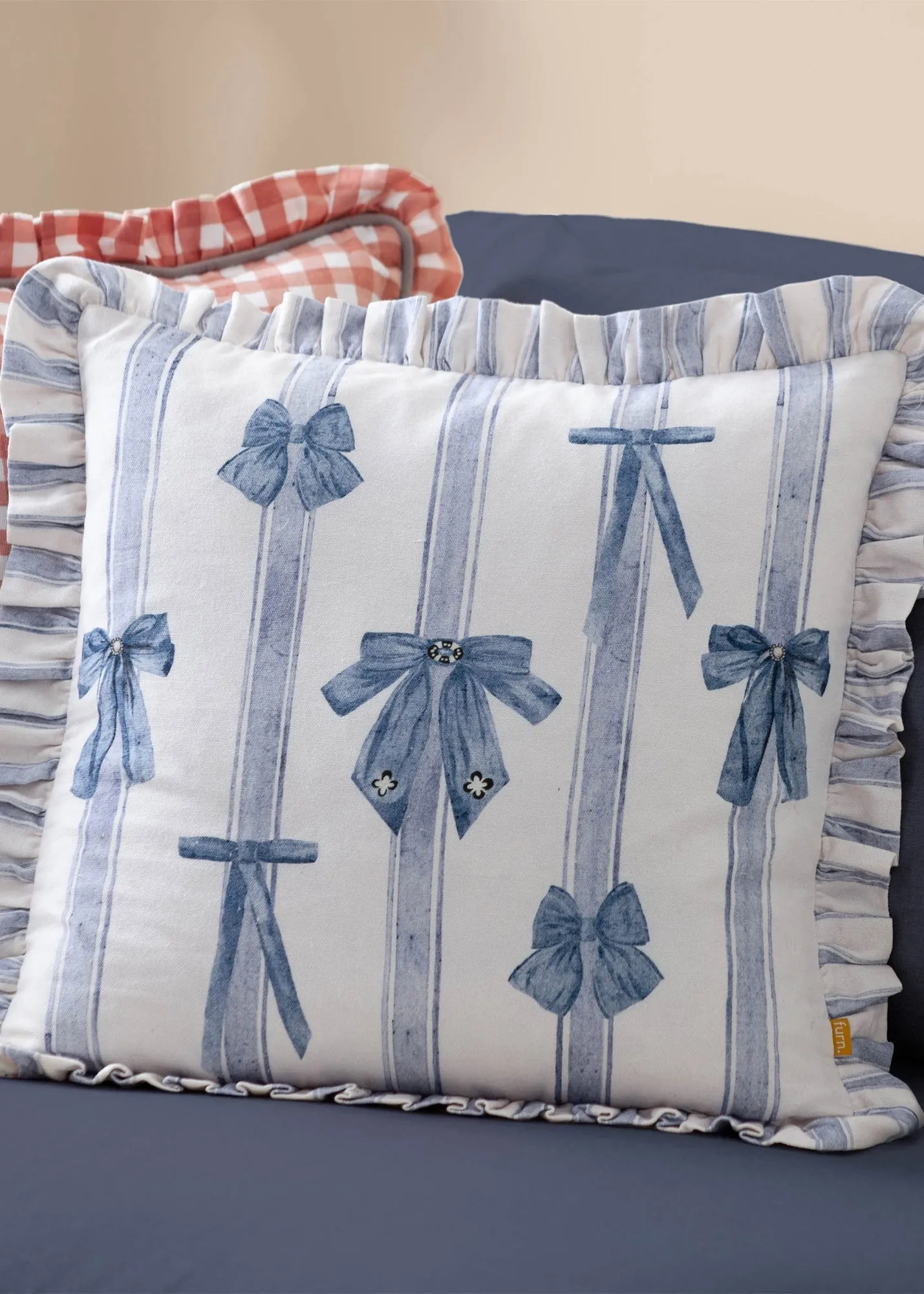 Noortje Ruffle Bows Cotton Filled Cushion - Multi product