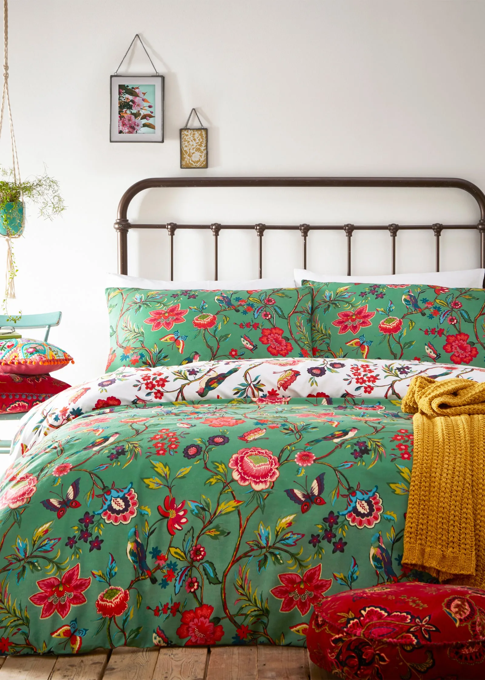 Pomelo Tropical Floral Single Duvet Cover Set - Green product