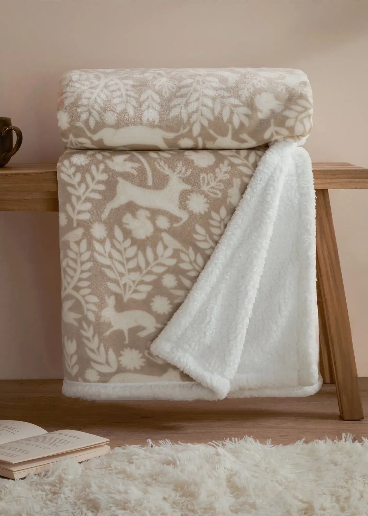 Skandi Sherpa Fleece Throw - Brown product