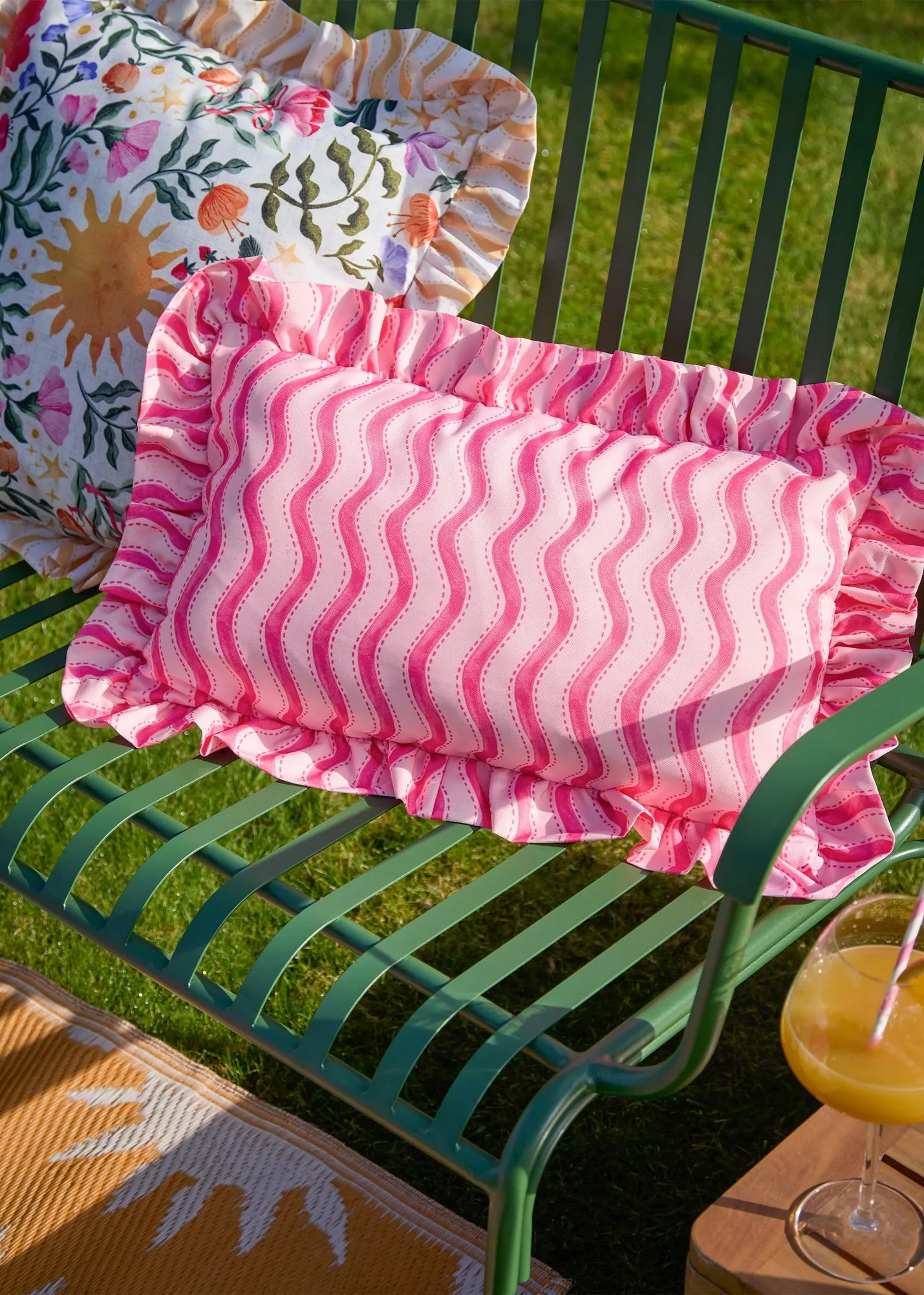 Summer Solstice Wiggly Stripe Outdoor Cushion - Pink, Polyester product