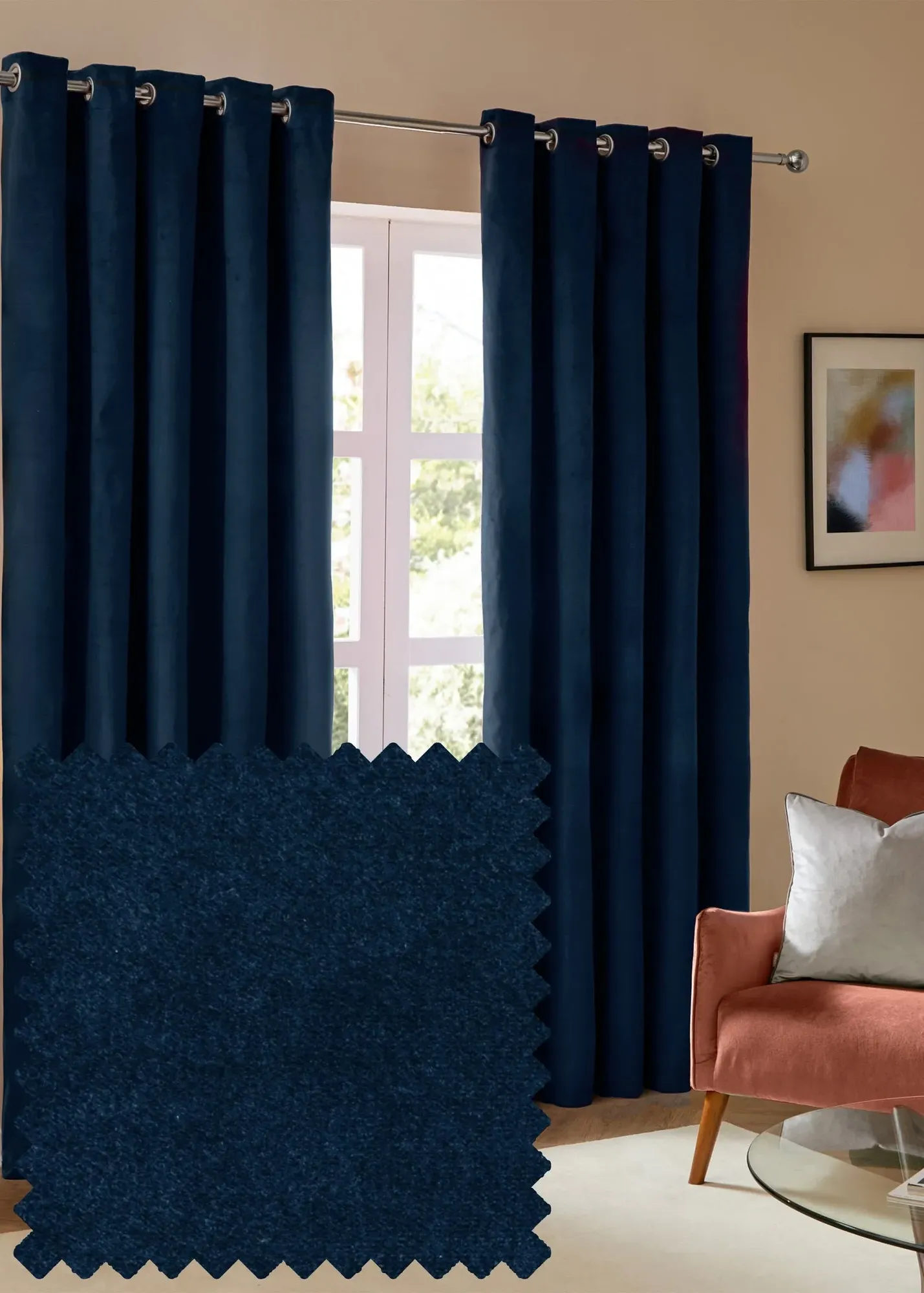 The Ultimate Velvet Blackout Eyelet Curtain Pair - Royal Blue product