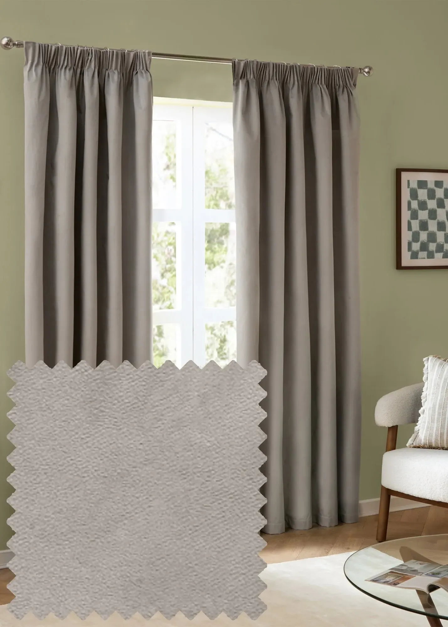 The Ultimate Velvet Blackout Pencil Pleat Curtain Pair - Silver product
