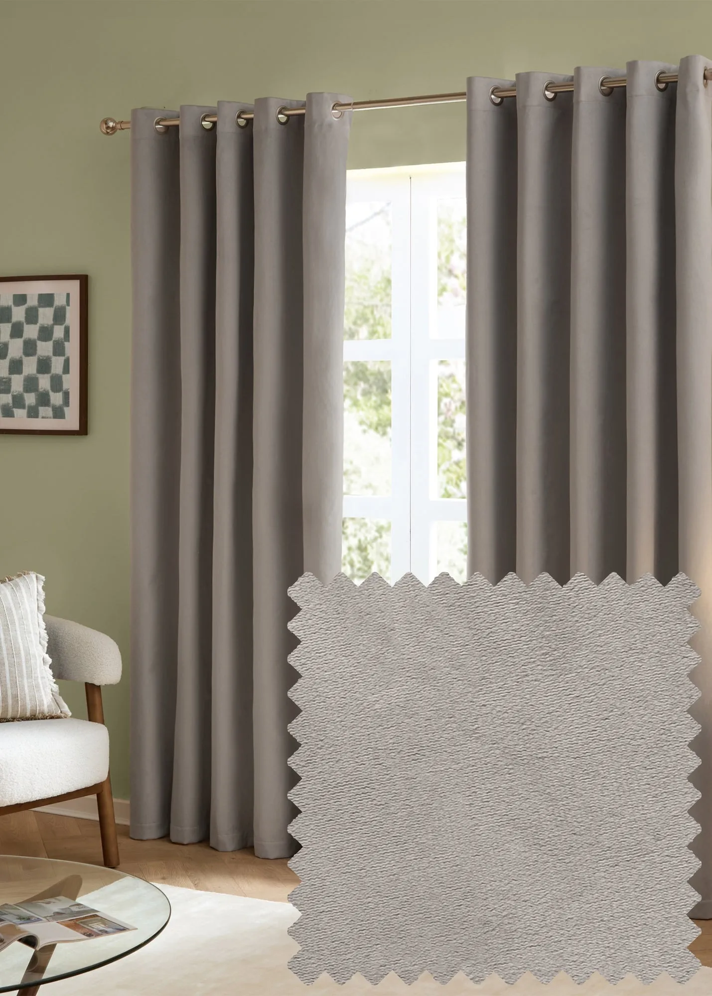 The Ultimate Velvet Room Darkening Eyelet Curtain Pair - Silver product