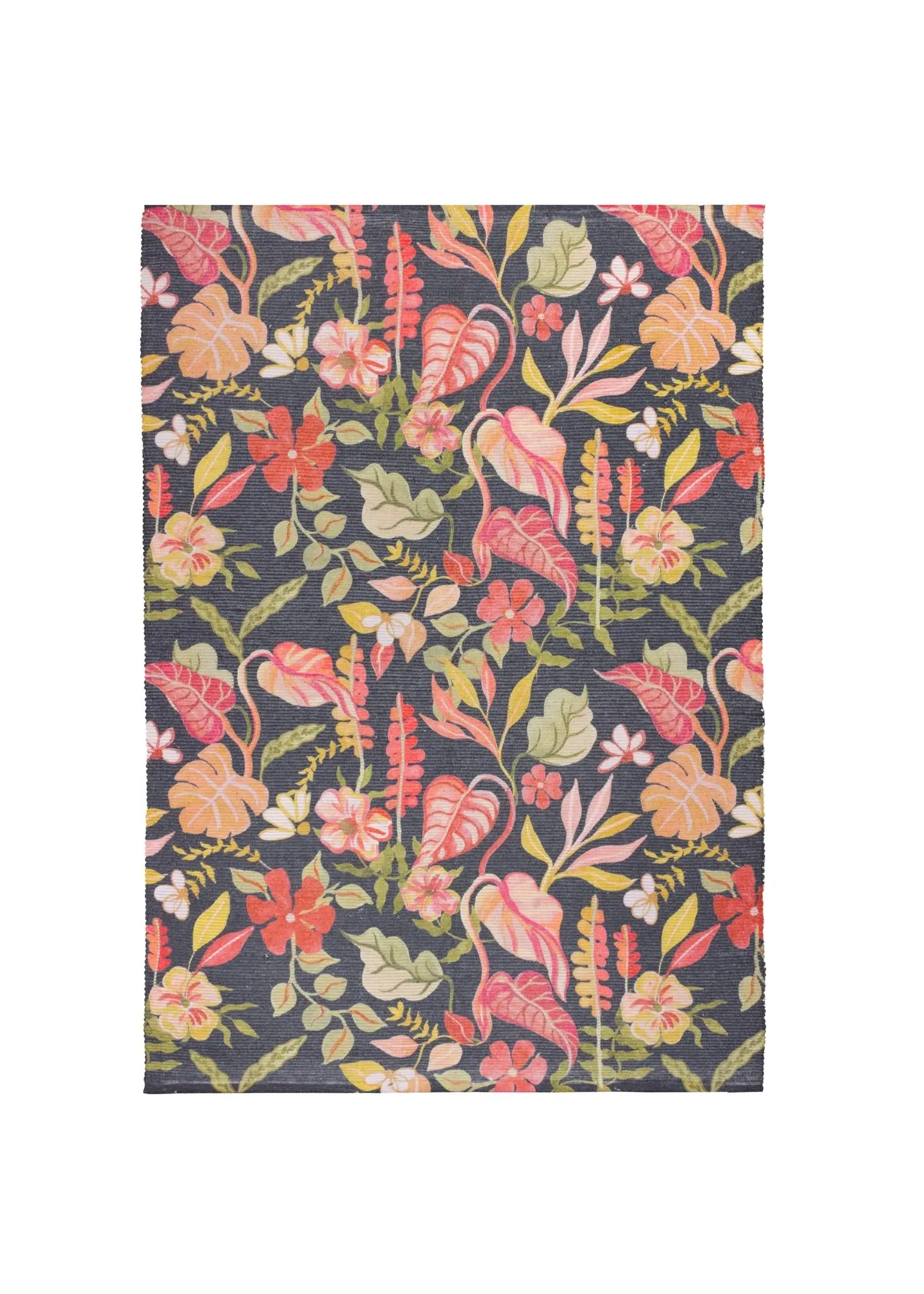 Tropical Bloom Indoor/Outdoor Rug - Black, Polyester product