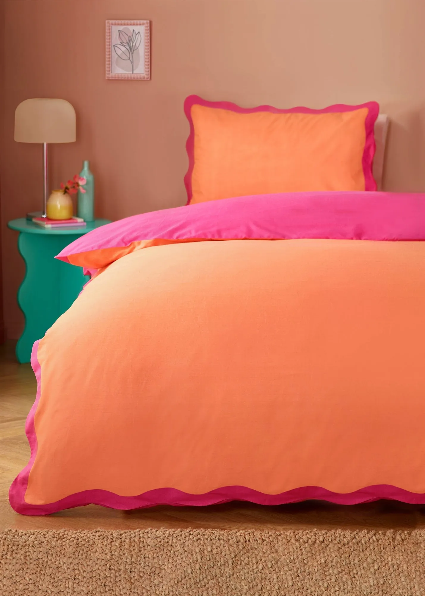Wiggle Scallop Single Duvet Cover Set - Pink product