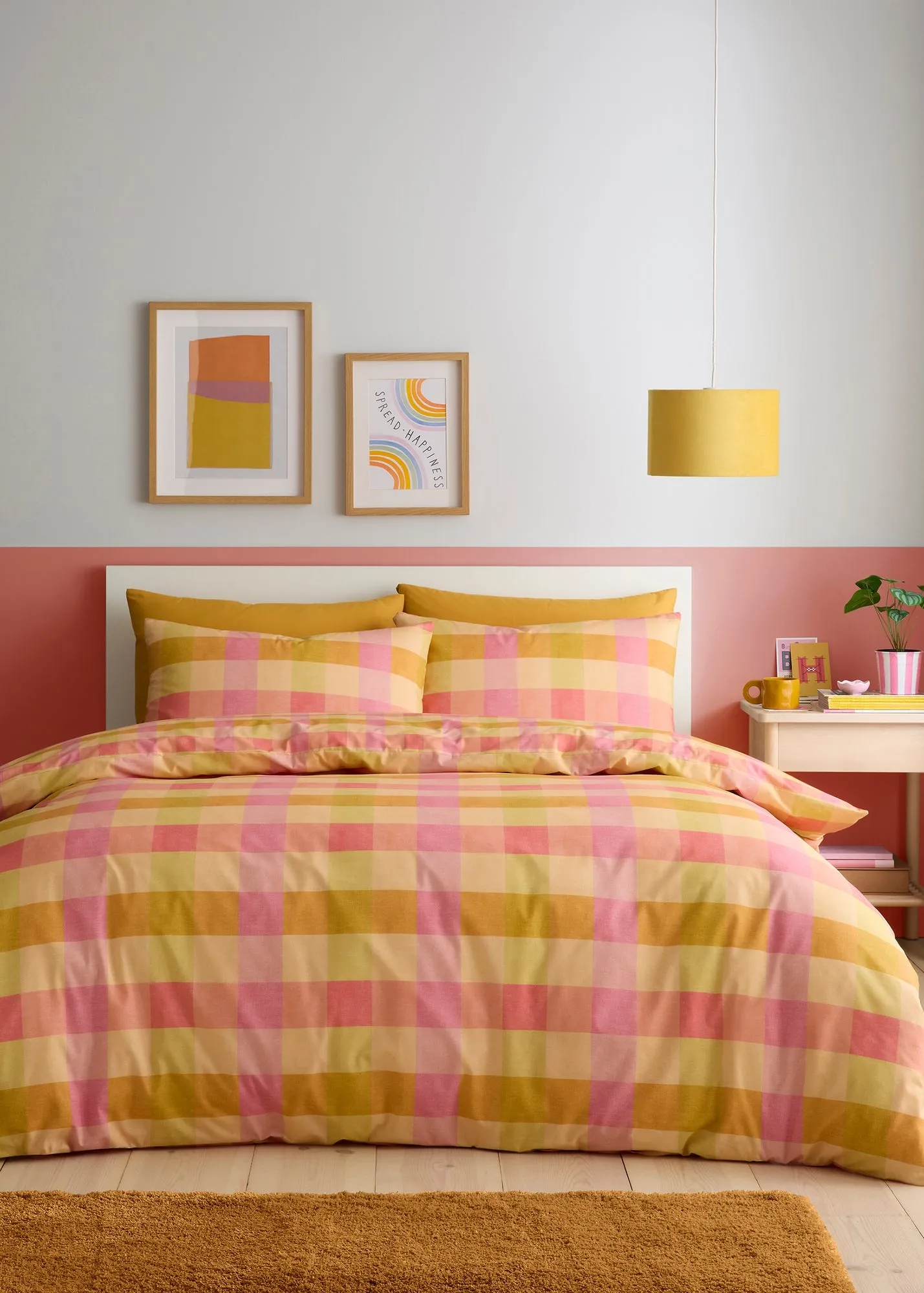 Block Check Reversible Single Duvet Cover Set - Orange product
