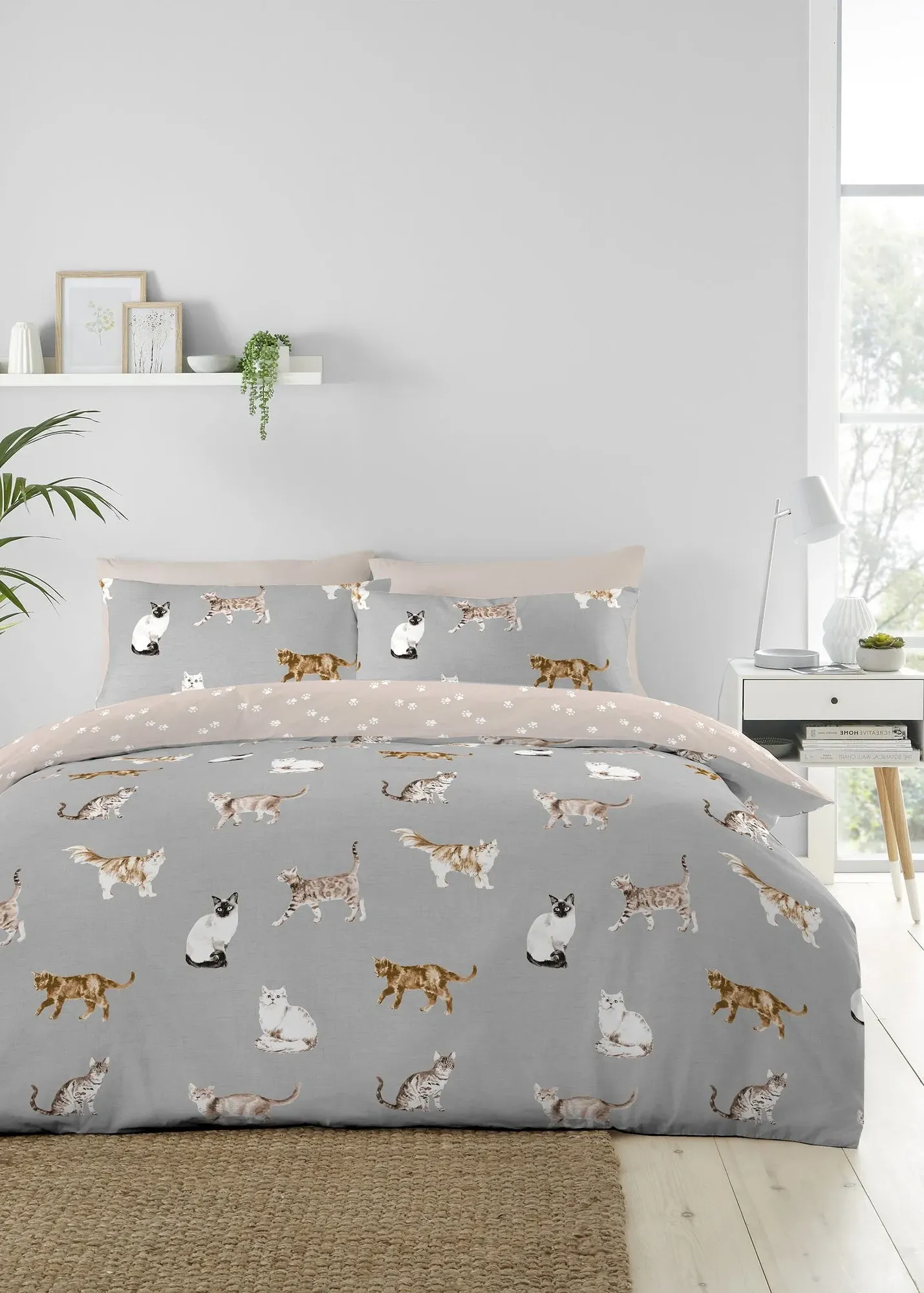 Cats Single Duvet Cover Set - Grey product