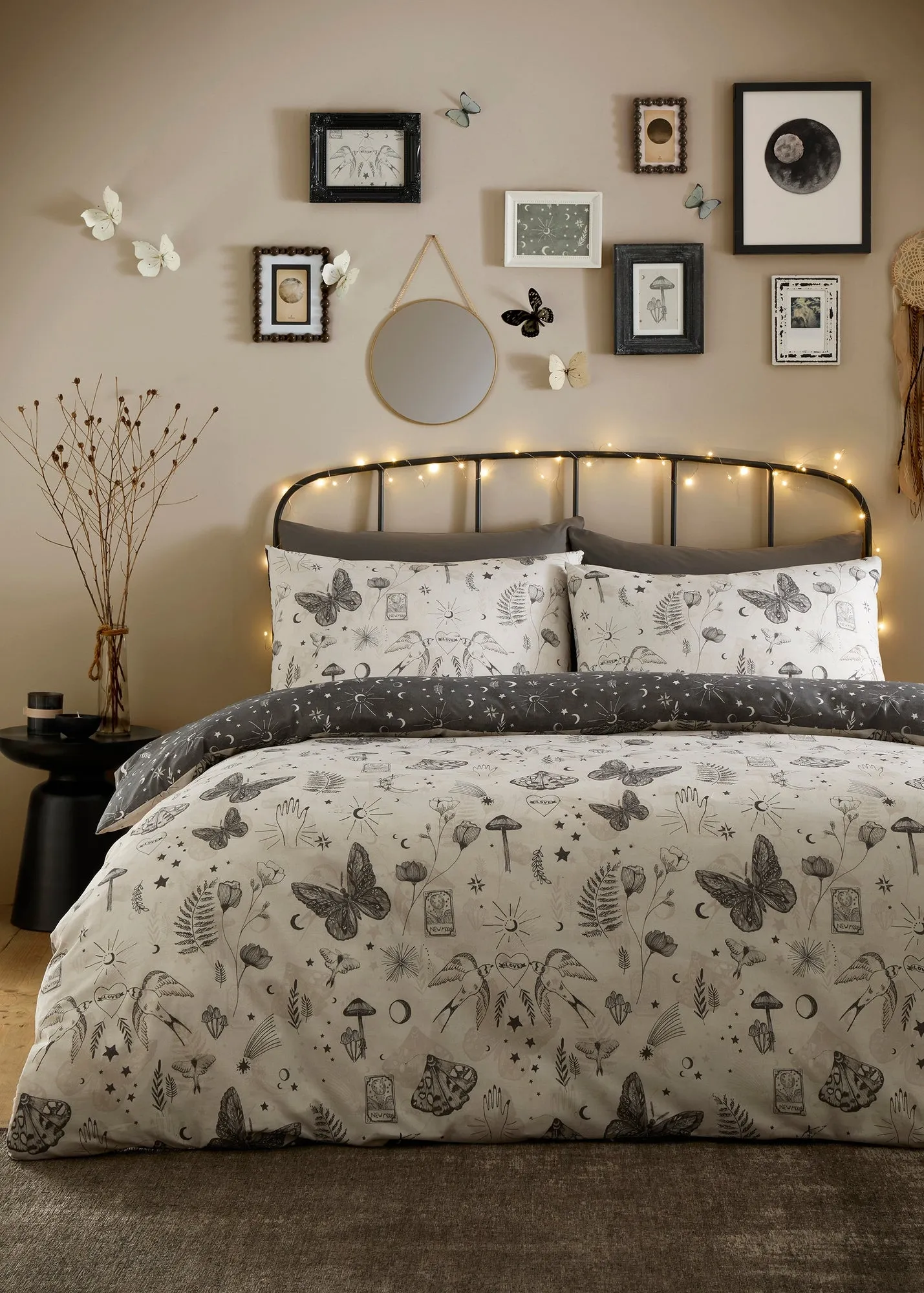 Celeste Single Reversible Duvet Cover Set - Grey, Polycotton product
