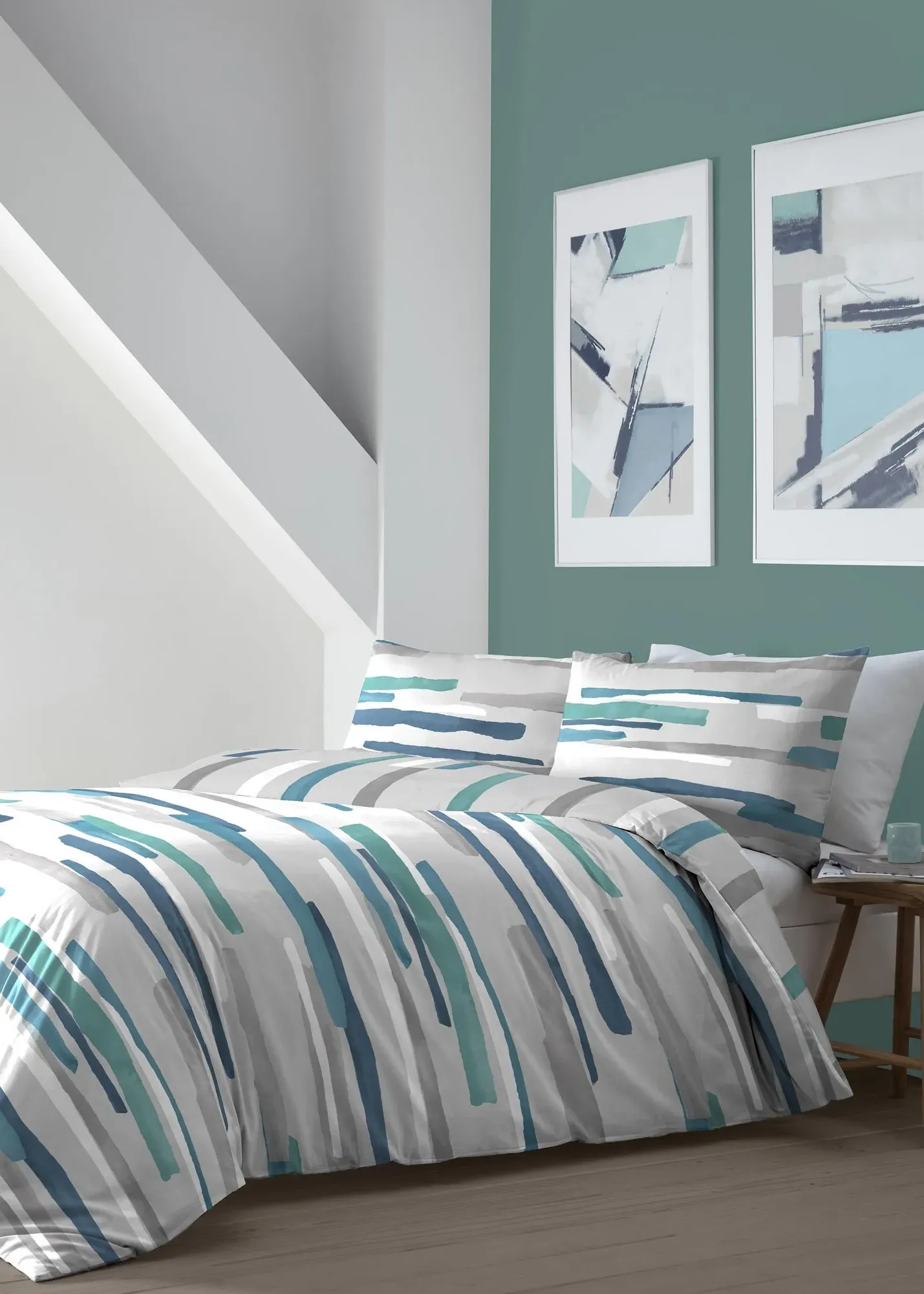 Clifton Single Duvet Cover Set - Blue, Cotton product