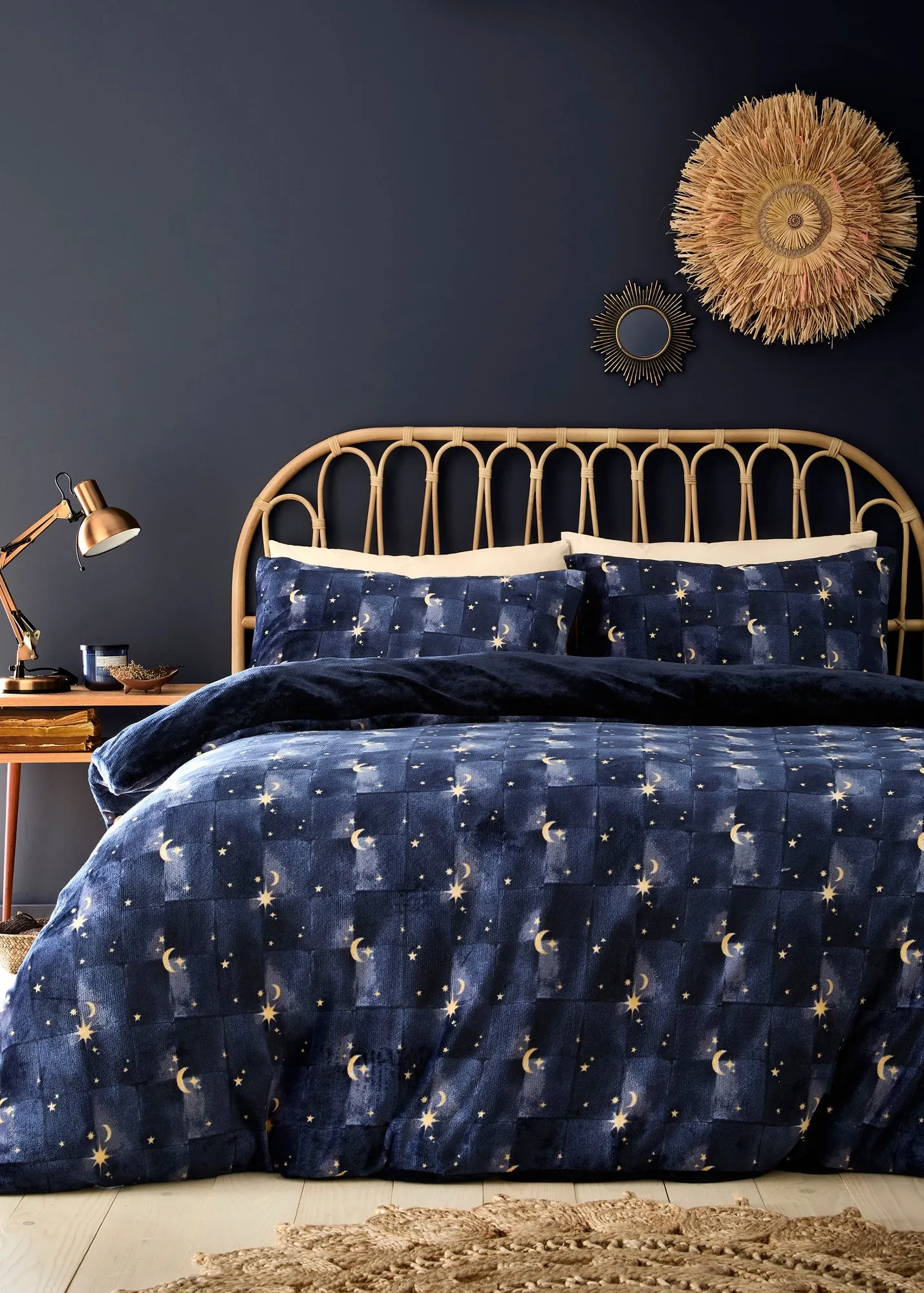 Cosmic Star Single Reversible Fleece Duvet Cover Set - Navy product