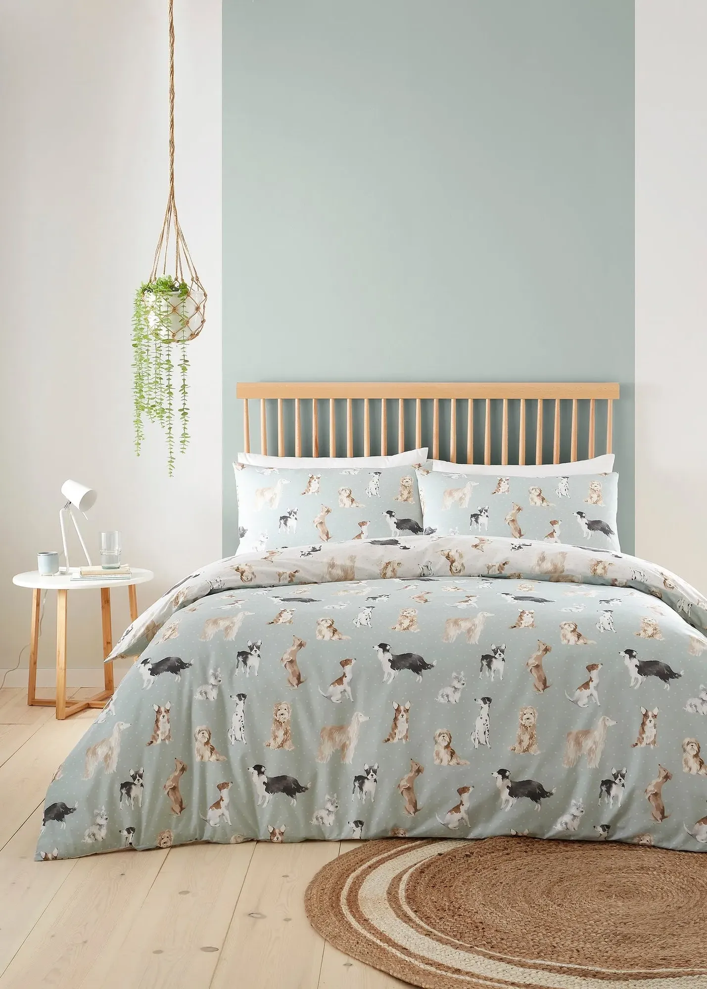 Cute Dogs Single Duvet Cover Set - Blue, Cotton Blend product