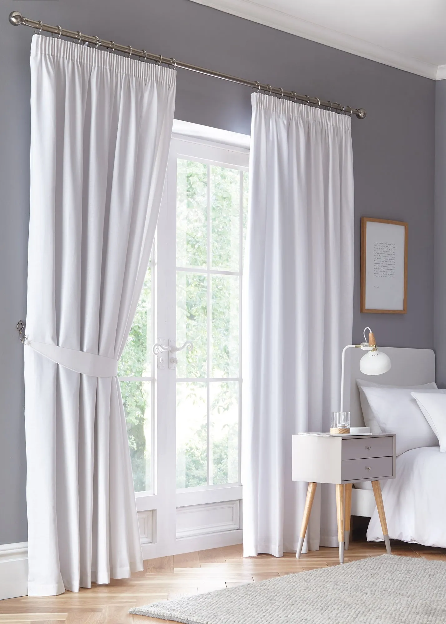 Dijon Blackout Pencil Pleat Curtains 46x54" - White, Polyester product