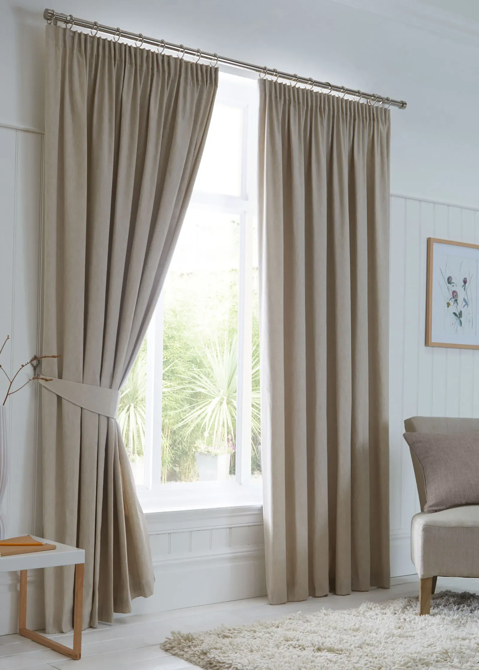 Dijon Blackout Pencil Pleat Curtains - Natural, Polyester product